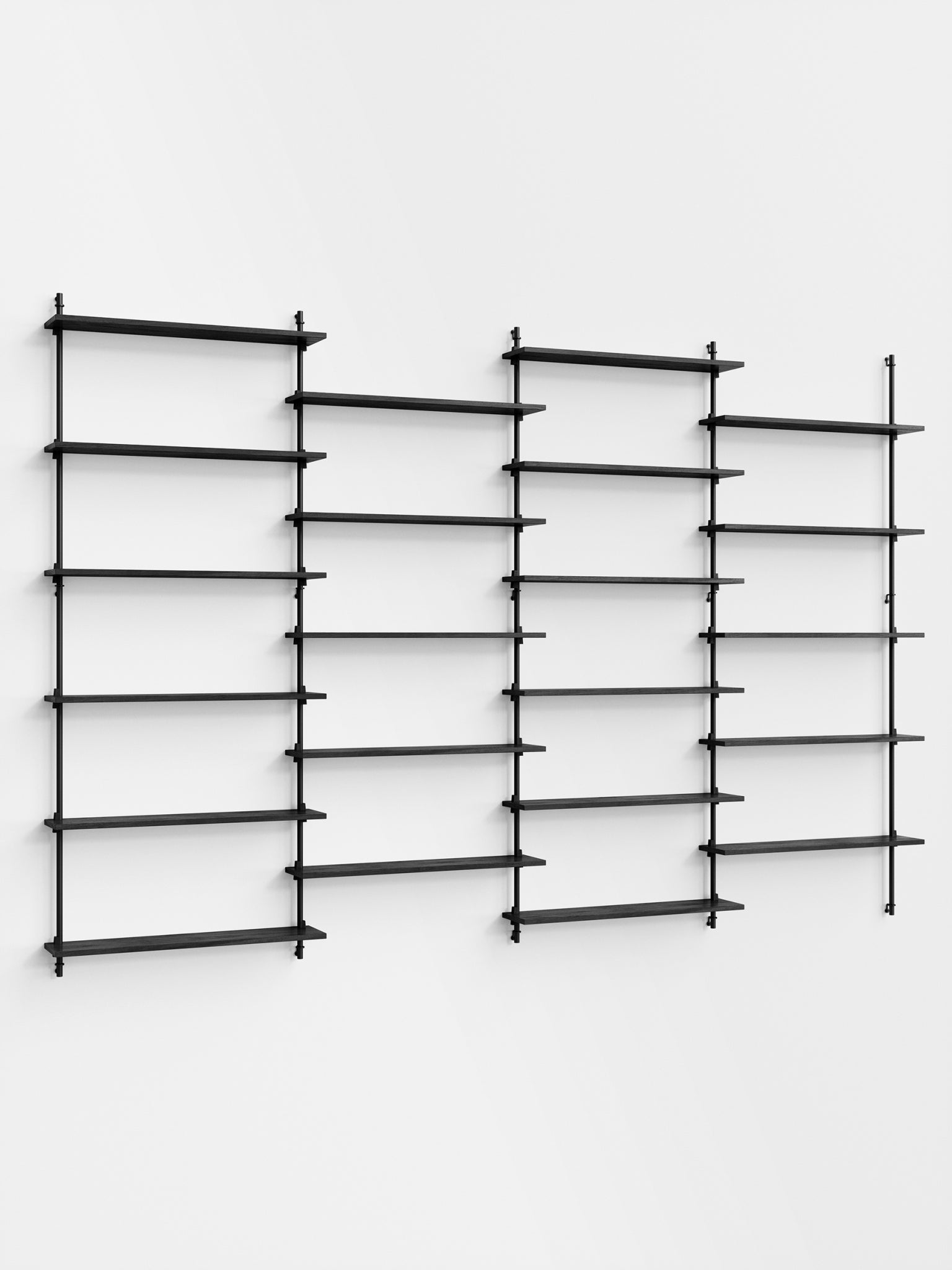 Moebe Wall Shelving Set Ws.200.4, Black Shelves, Black Legs (fsc Mix Credit)