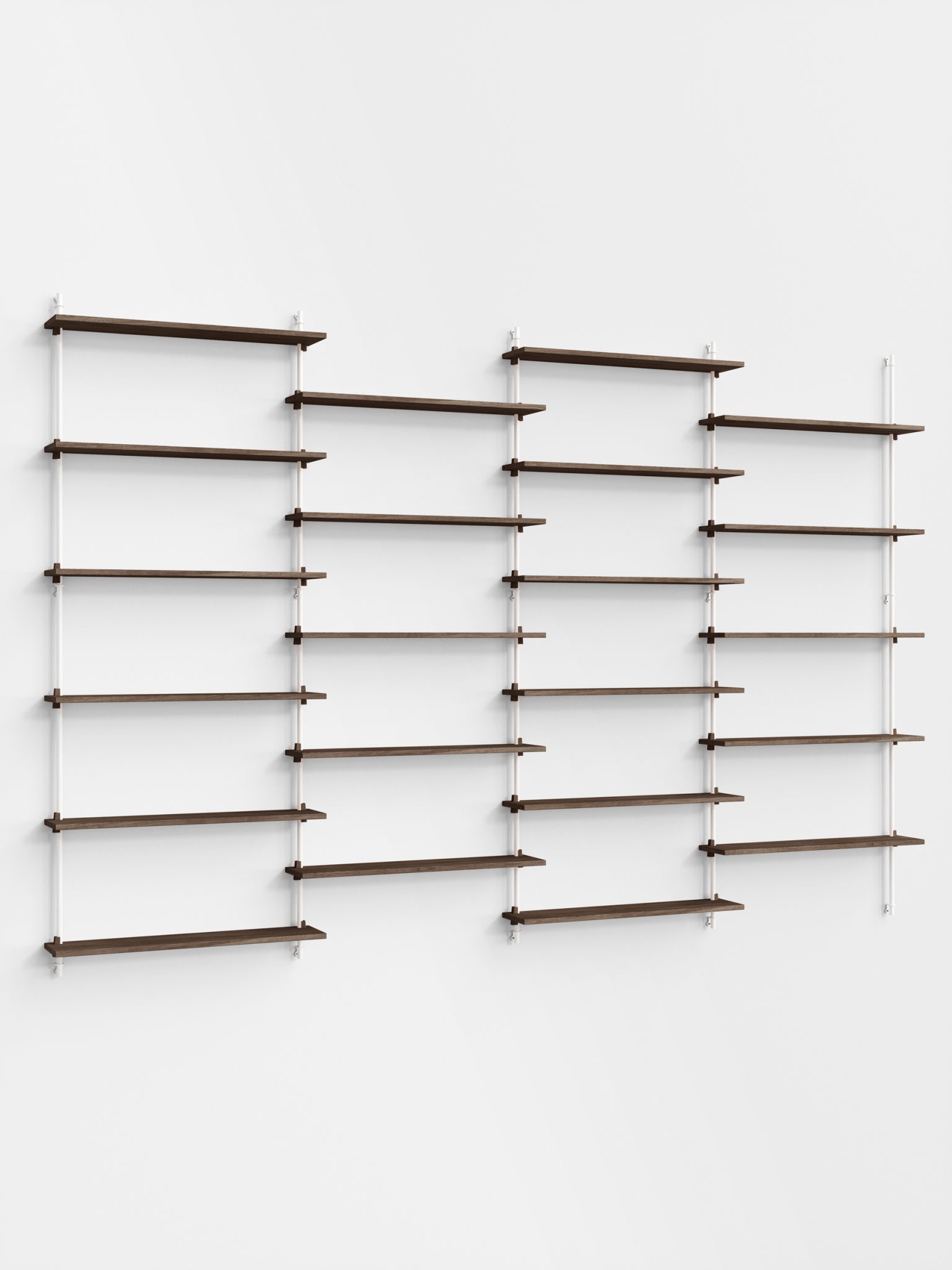 Moebe Wall Shelving Set Ws.200.4, Smoked Oak Shelves, White Legs (fsc Mix Credit)