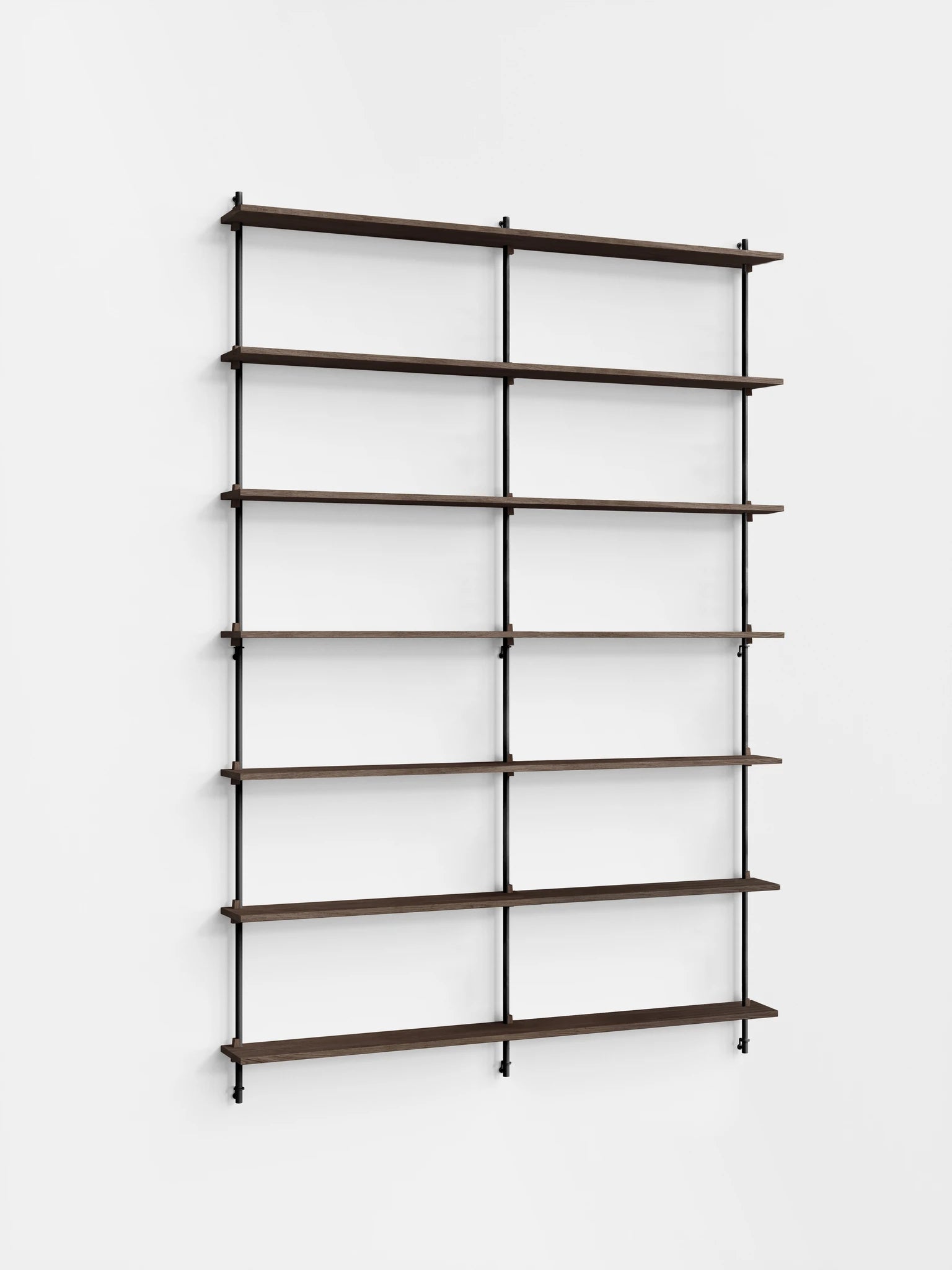 Moebe Wall Shelving Set Ws.230.2.b, Smoked Oak Shelves, Black Legs (fsc Mix Credit)