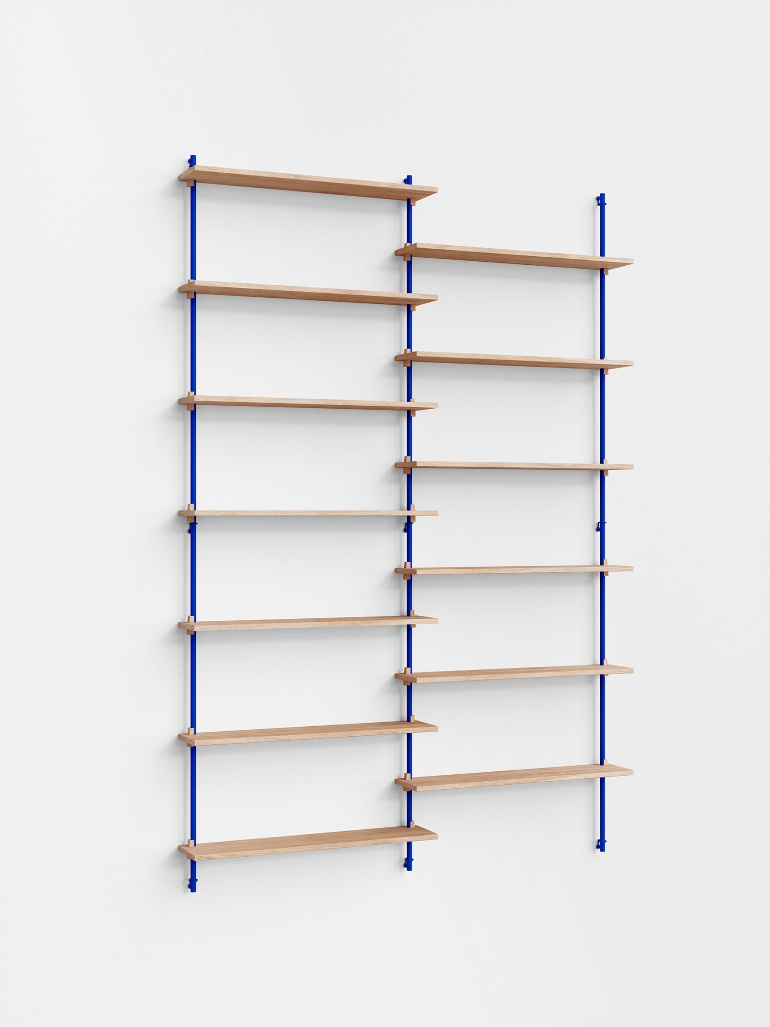 Moebe Wall Shelving Set Ws.230.2, Oak Shelves, Deep Blue Legs (fsc Mix Credit)
