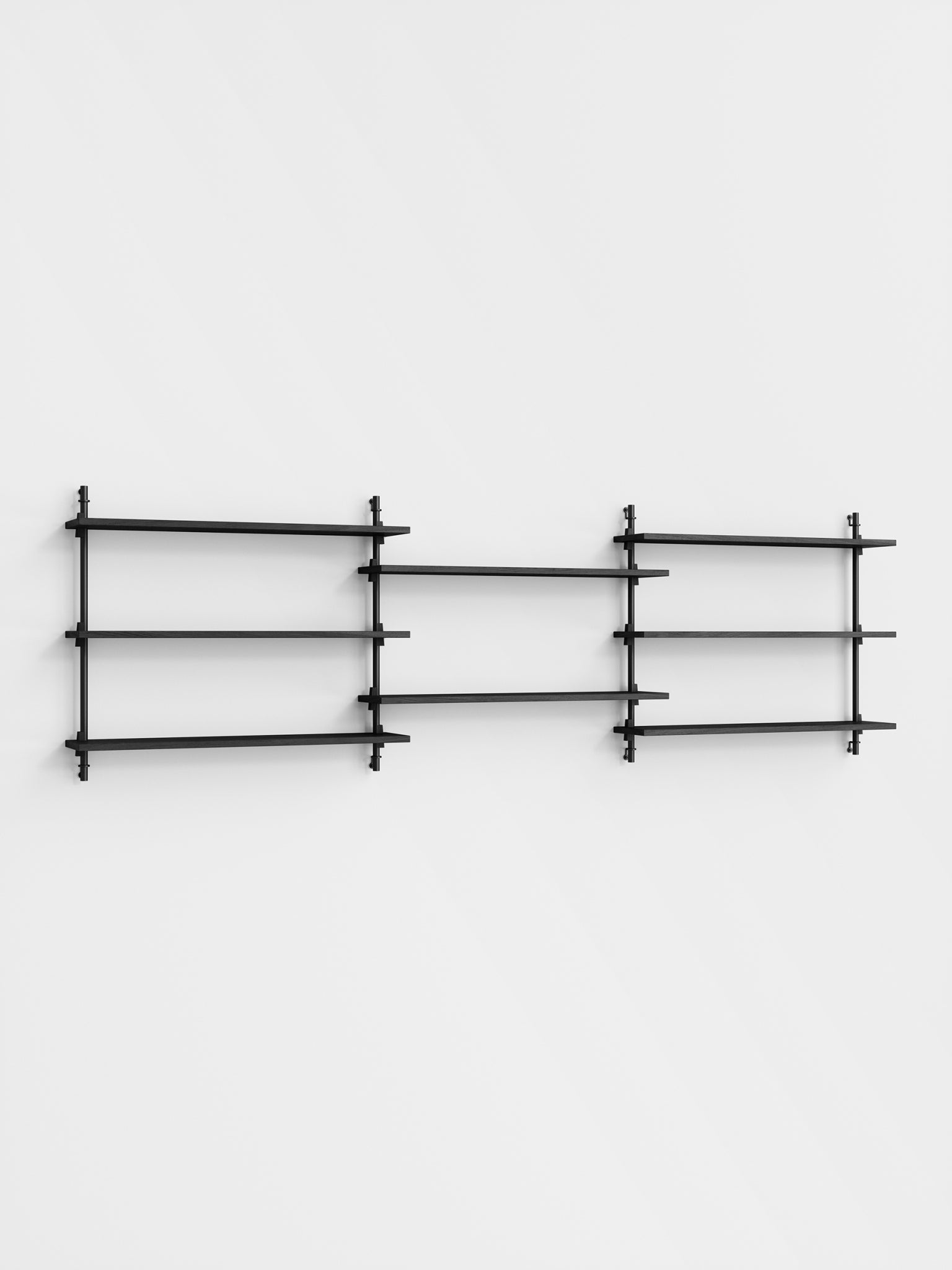Moebe Wall Shelving Set Ws.65.3, Black Shelves, Black Legs (fsc Mix Credit)