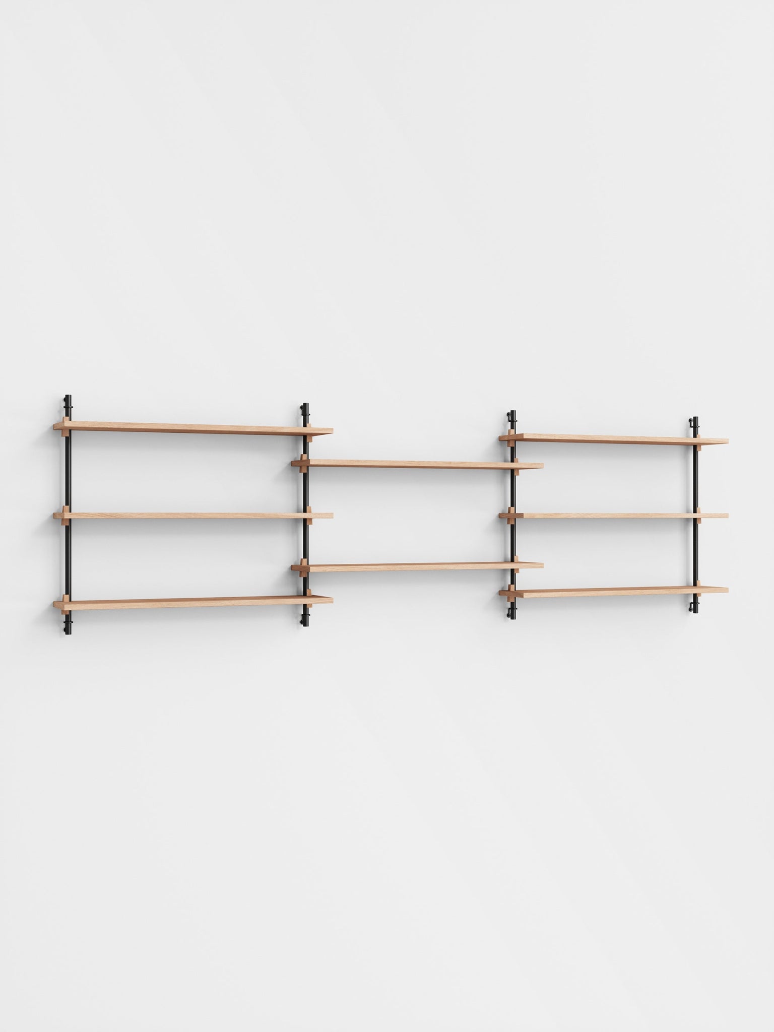 Moebe Wall Shelving Set Ws.65.3, Oak Shelves, Black Legs (fsc Mix Credit)
