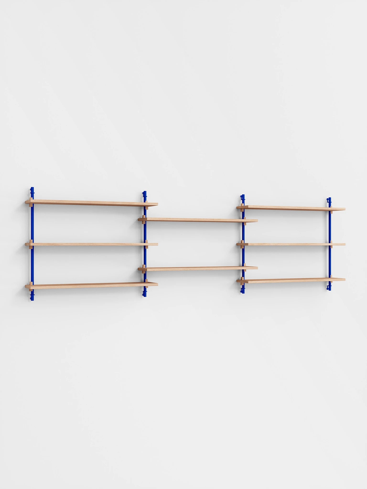 Moebe Wall Shelving Set Ws.65.3, Oak Shelves, Deep Blue Legs (fsc Mix Credit)