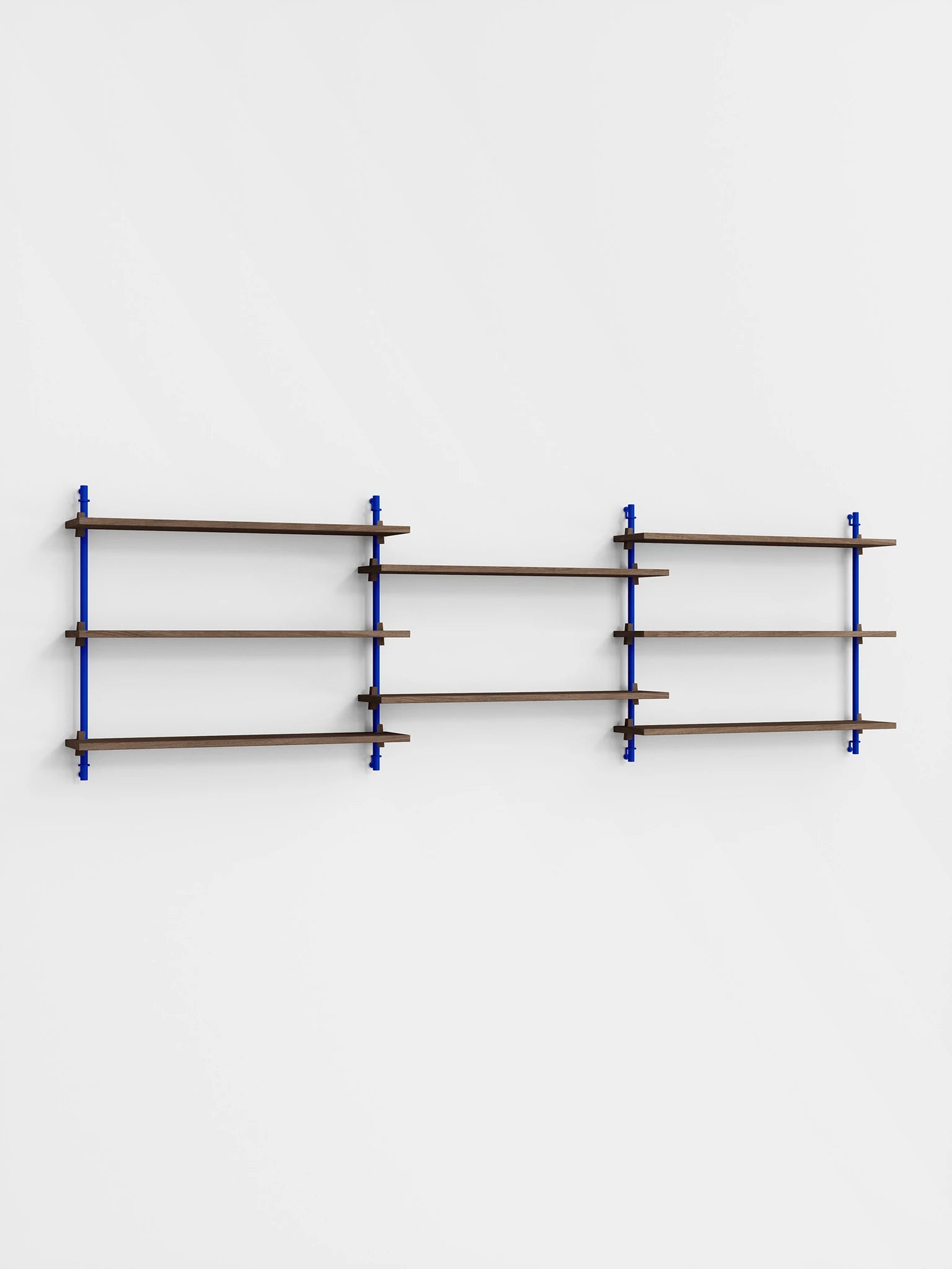 Moebe Wall Shelving Set Ws.65.3, Smoked Oak Shelves, Deep Blue Legs (fsc Mix Credit)