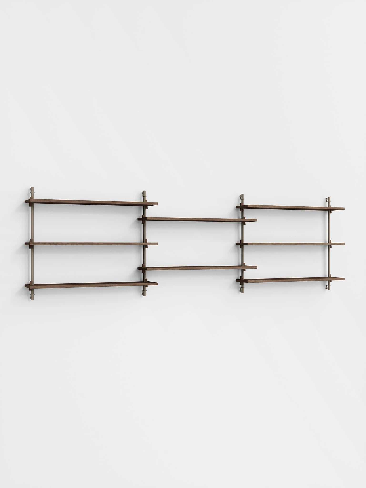 Moebe Wall Shelving Set Ws.65.3, Smoked Oak Shelves, Warm Grey Legs (fsc Mix Credit)