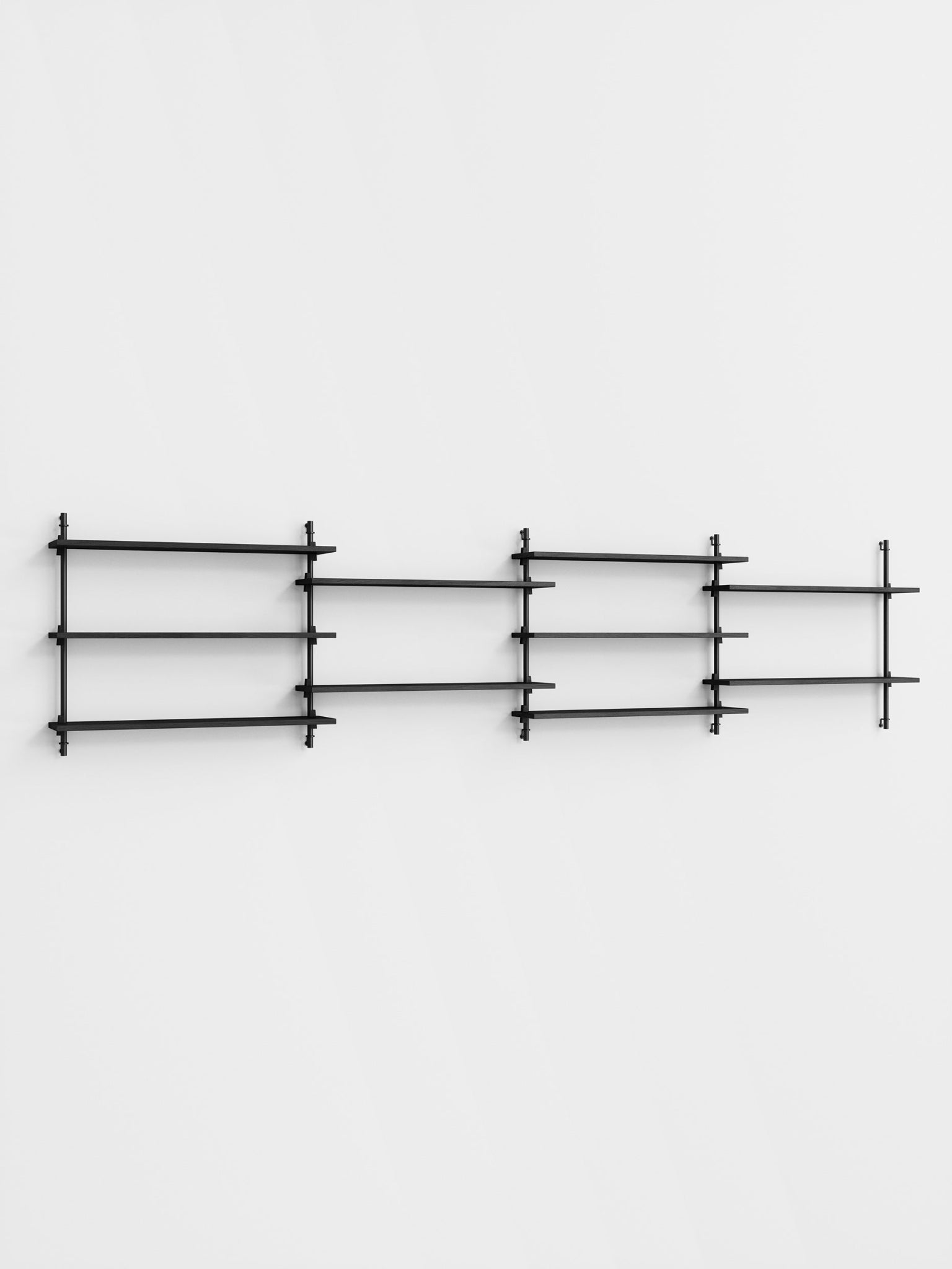 Moebe Wall Shelving Set Ws.65.4, Black Shelves, Black Legs (fsc Mix Credit)