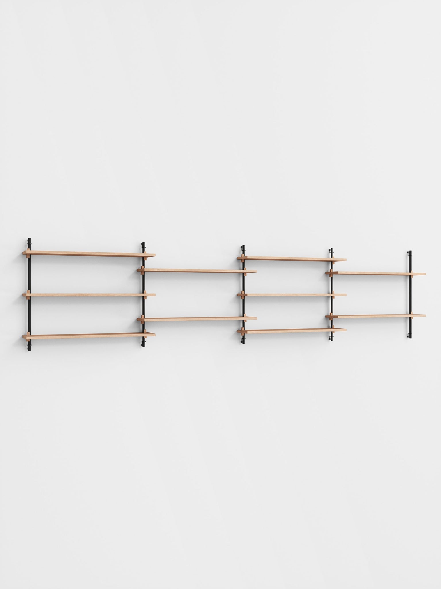 Moebe Wall Shelving Set Ws.65.4, Oak Shelves, Black Legs (fsc Mix Credit)