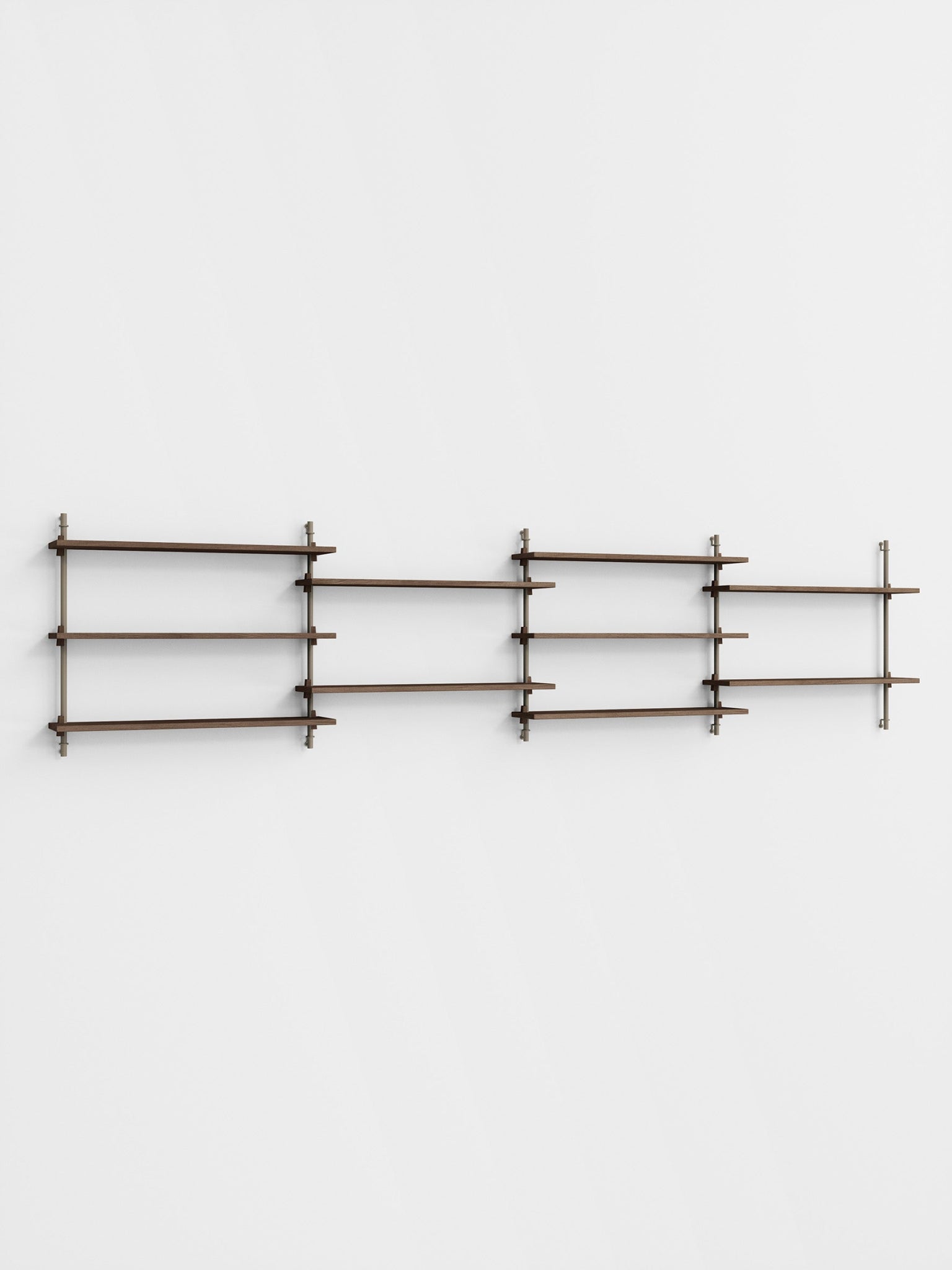 Moebe Wall Shelving Set Ws.65.4, Smoked Oak Shelves, Warm Grey Legs (fsc Mix Credit)