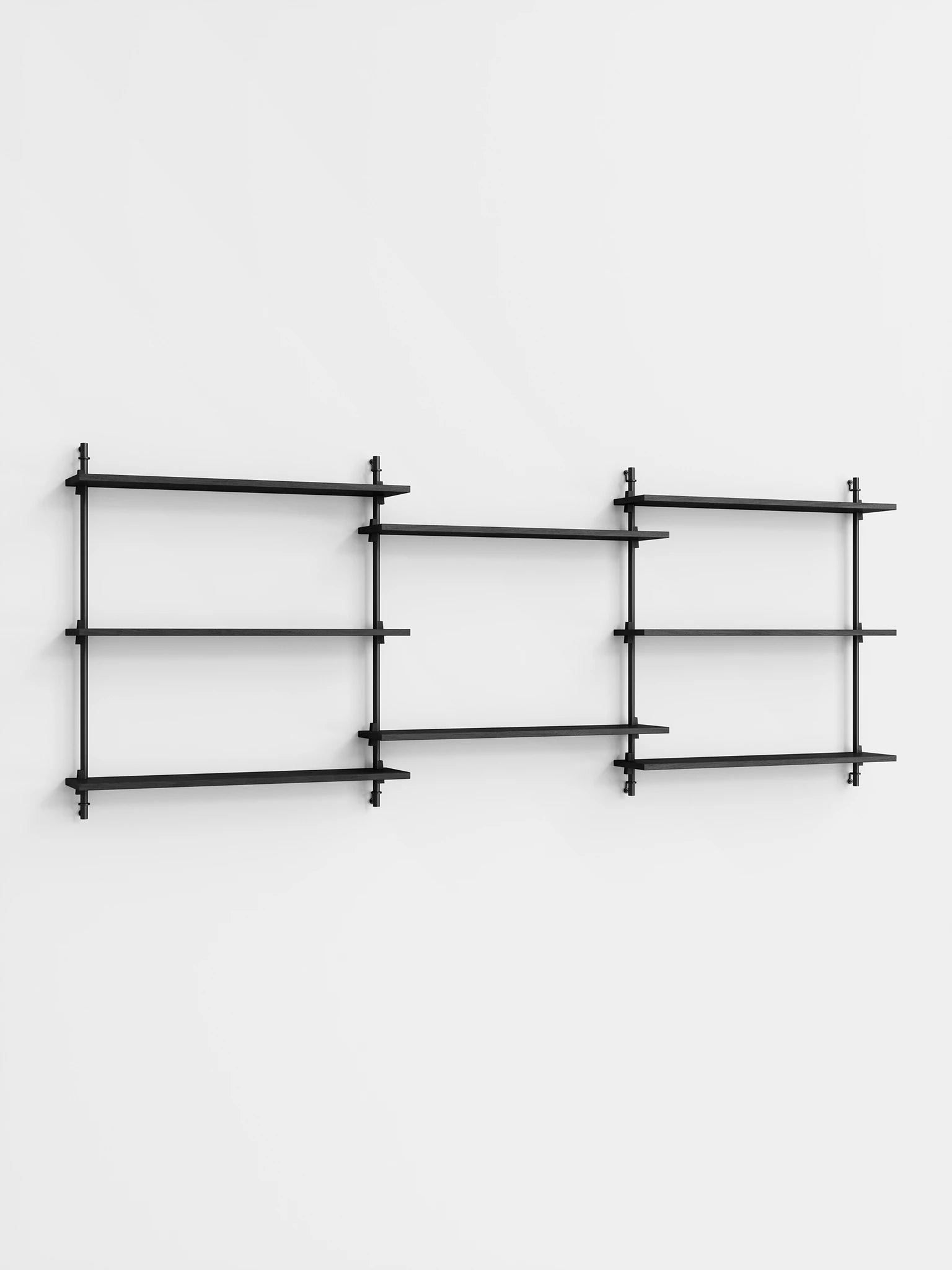 Moebe Wall Shelving Set Ws.85.3, Black Shelves, Black Legs (fsc Mix Credit)