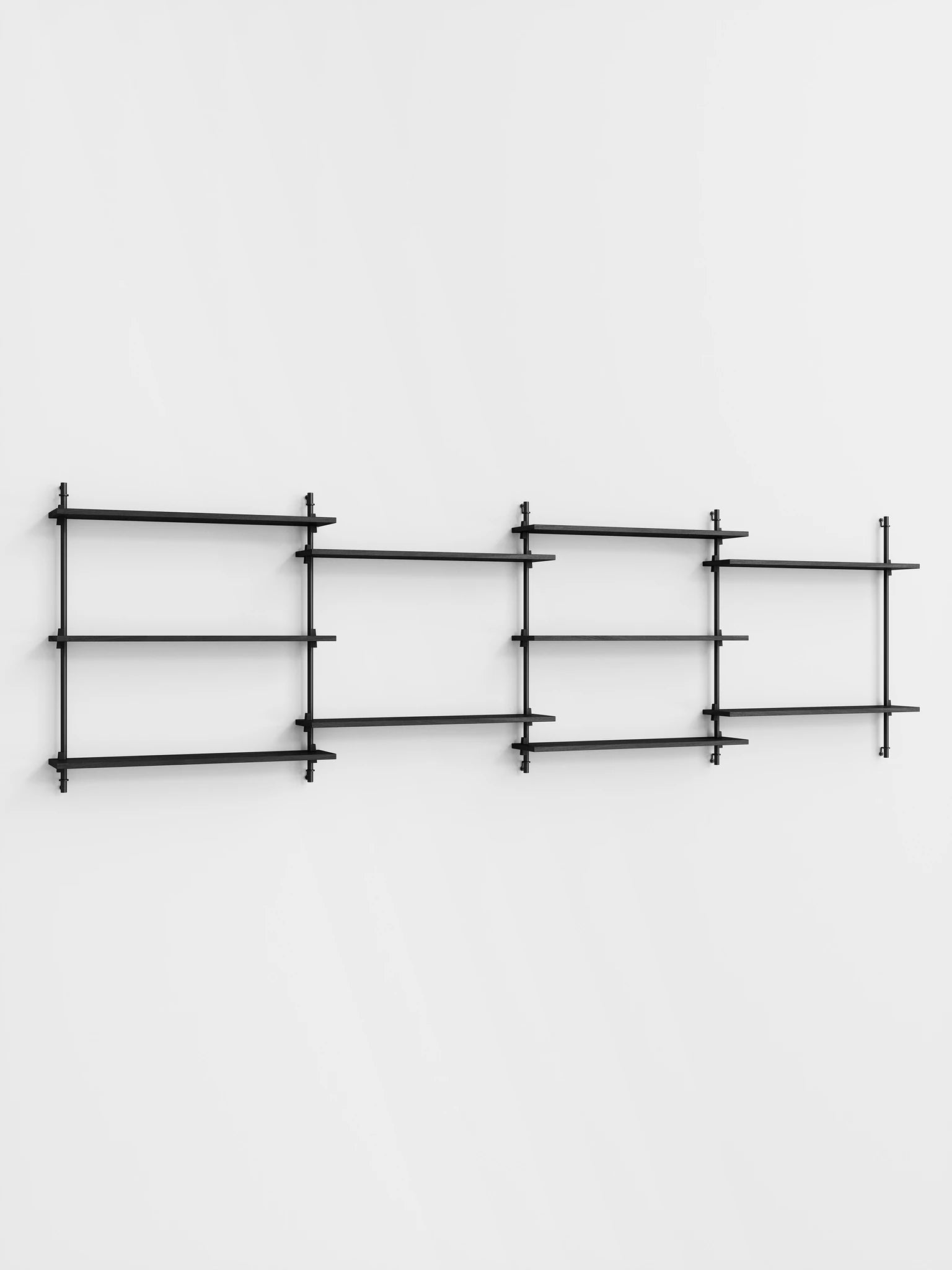 Moebe Wall Shelving Set Ws.85.4, Black Shelves, Black Legs (fsc Mix Credit)