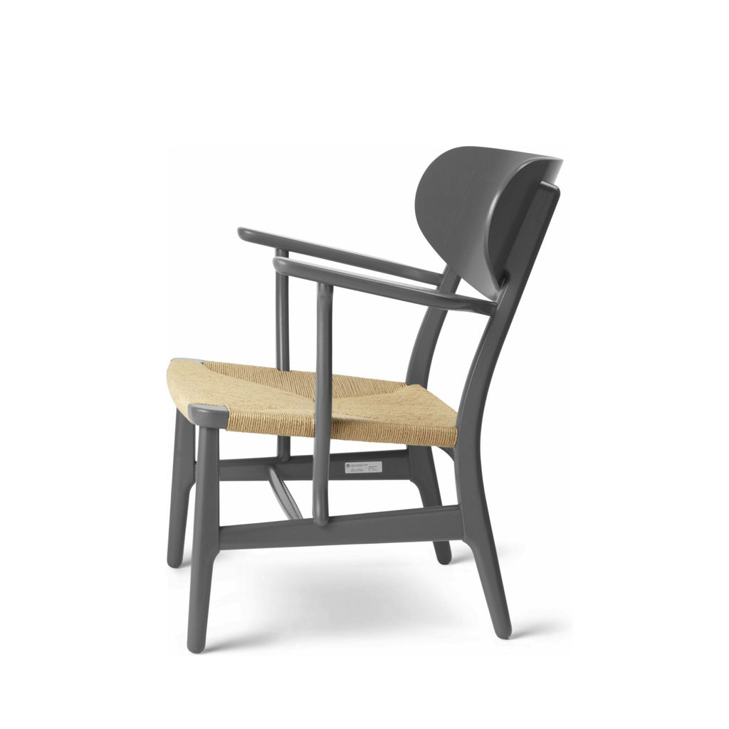 Carl Hansen CH22 Lounge Chair Oak, Slate Brown/Natural Wicker