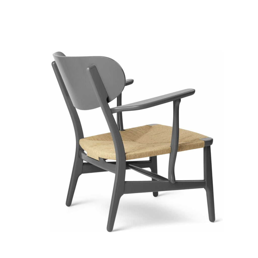 Carl Hansen CH22 Lounge Chair Oak, Slate Brown/Natural Wicker