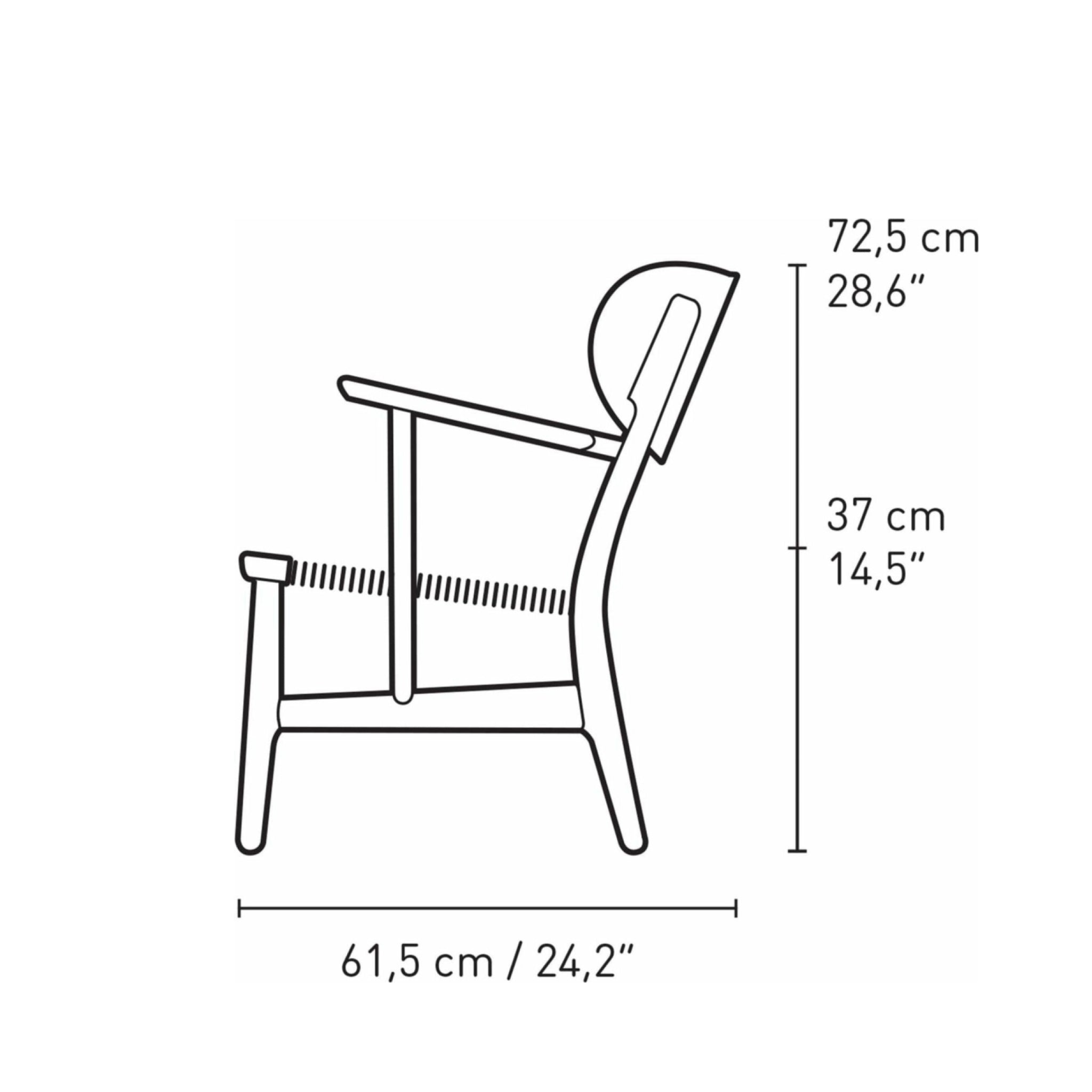 Carl Hansen CH22 Lounge Chair Oak, Slate Brown/Natural Wicker