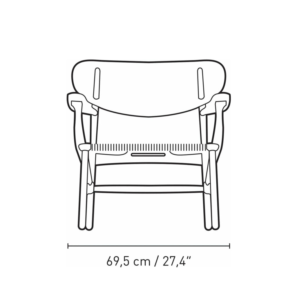 Carl Hansen CH22 Lounge Chair Oak, Pewter Blue/Natural Wicker