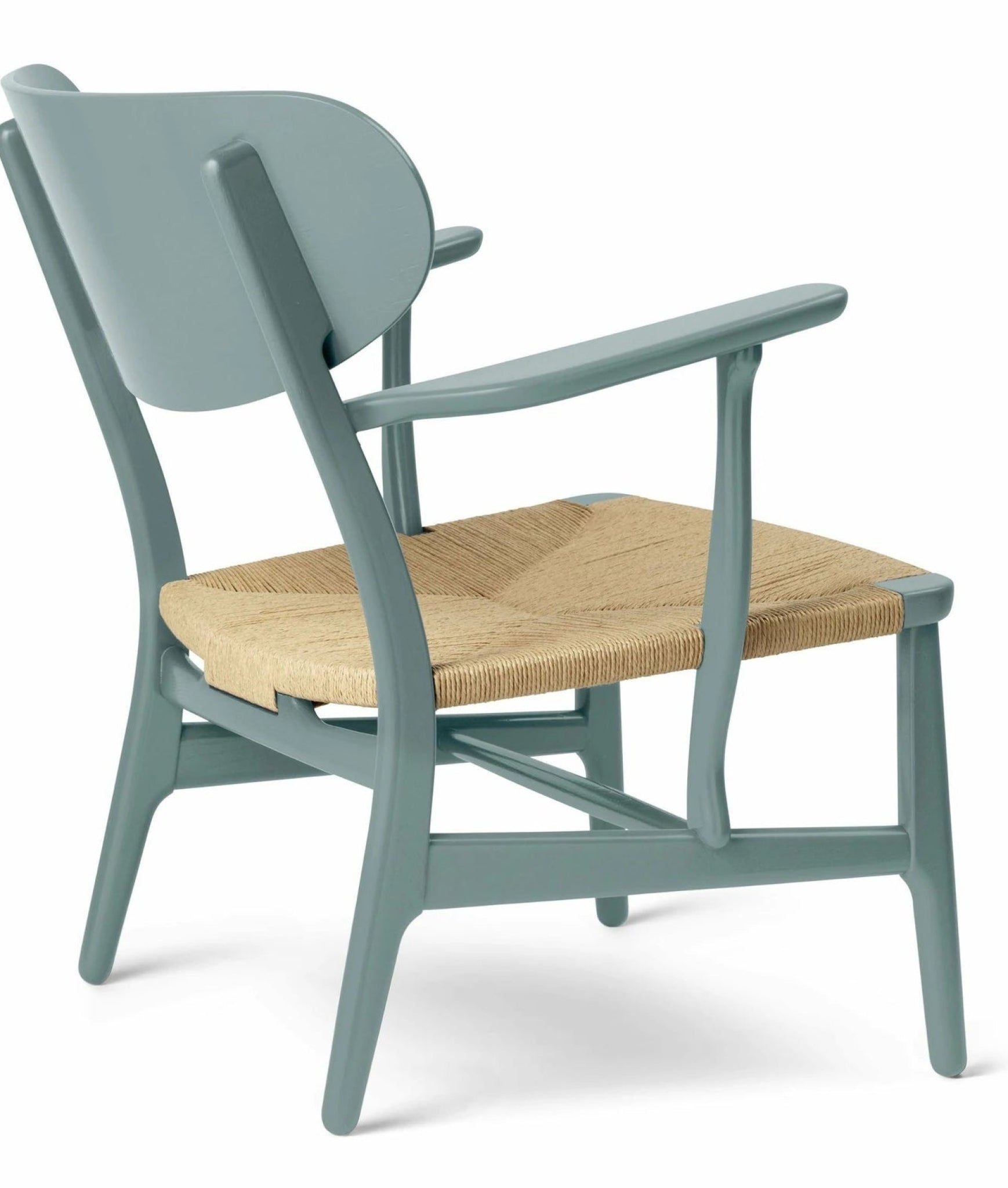 Carl Hansen CH22 Lounge Chair Oak, Pewter Blue/Natural Wicker
