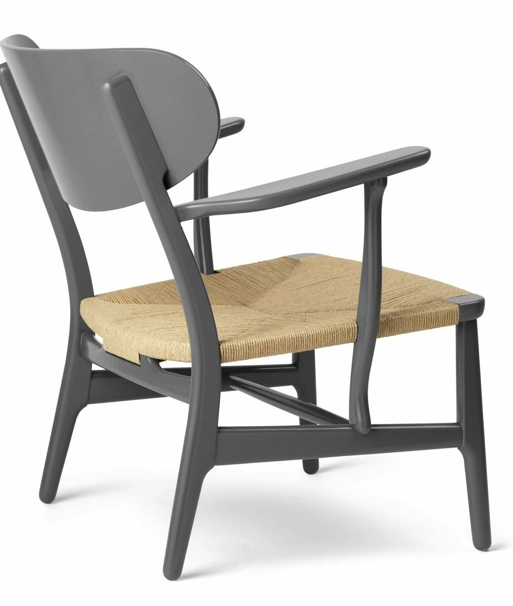 Carl Hansen CH22 Lounge Chair Oak, Slate Brown/Natural Wicker