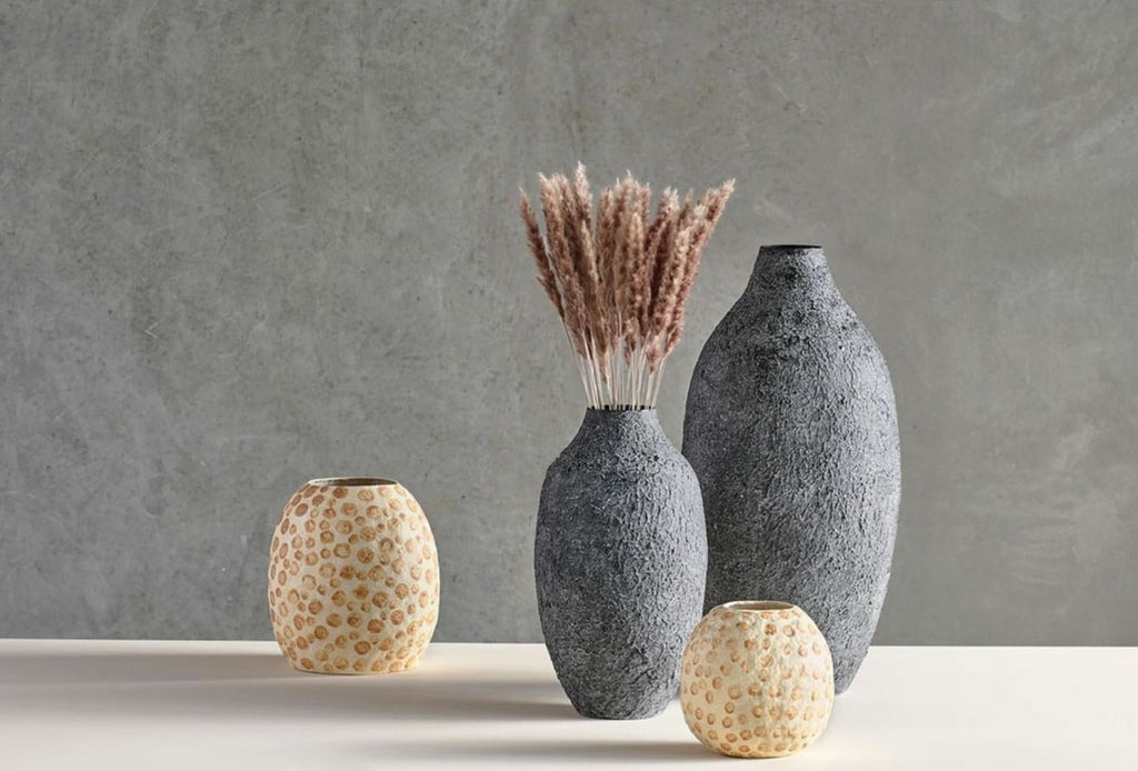 Villa Collection Decorative Vase øx H 18.5x20 Cm, Cream/Nougat