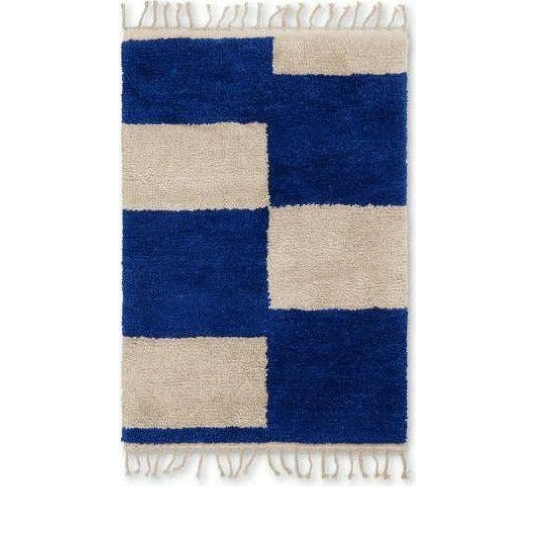 Ferm Living Mara Handknotted Carpet 120x180 Cm, Bright Blue/Off White