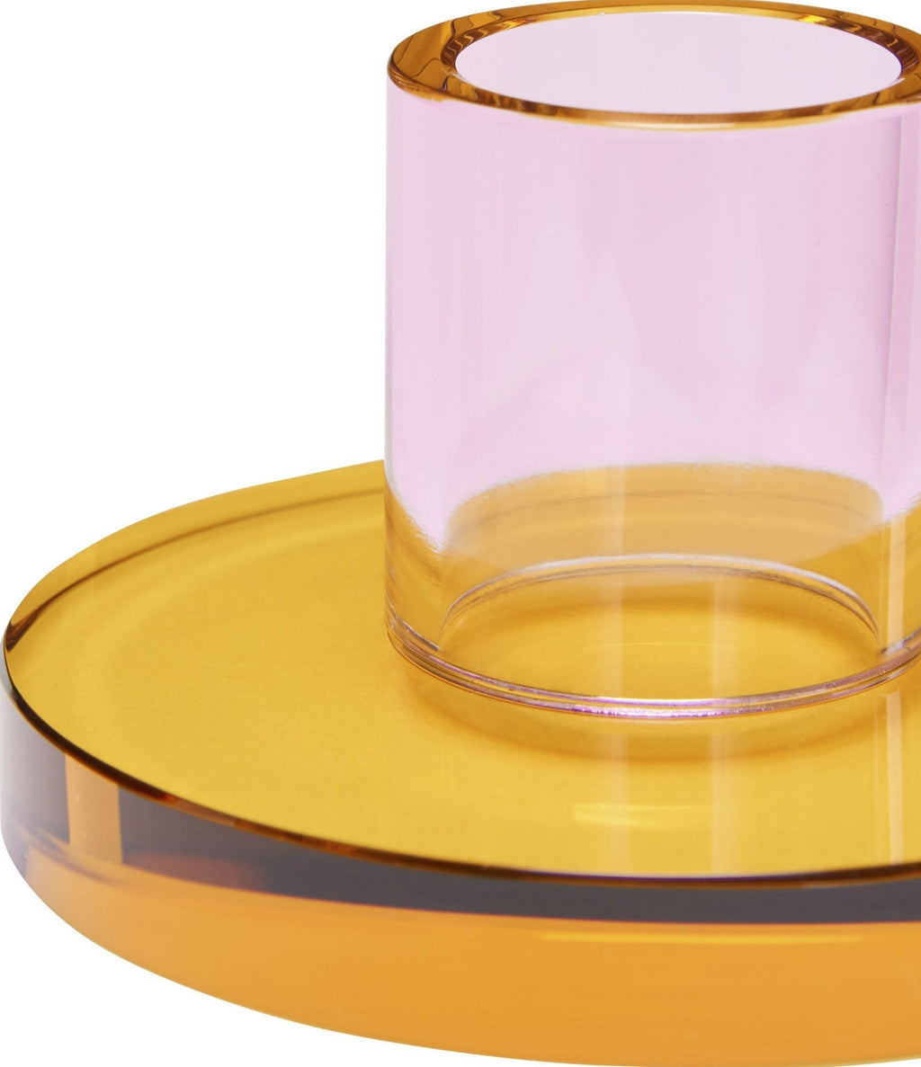 Hübsch Astra Candle Holder Small, Pink/Orange