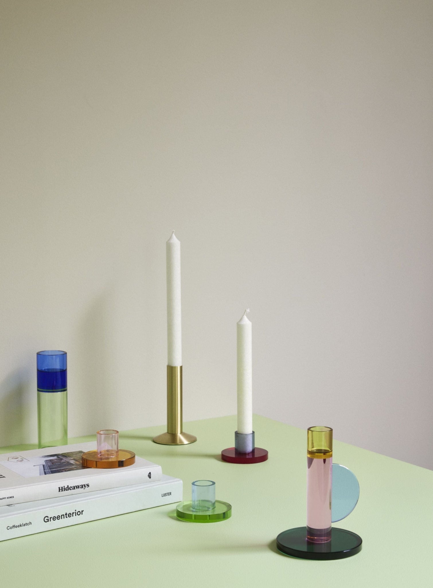 Hübsch Astra Candle Holder Small, Pink/Orange