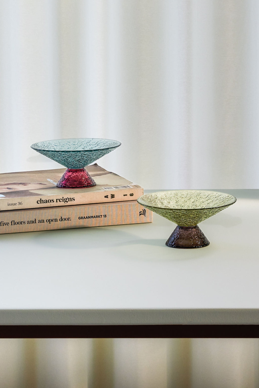 Hübsch Bonbon Glass Bowl Medium, Blue/Red