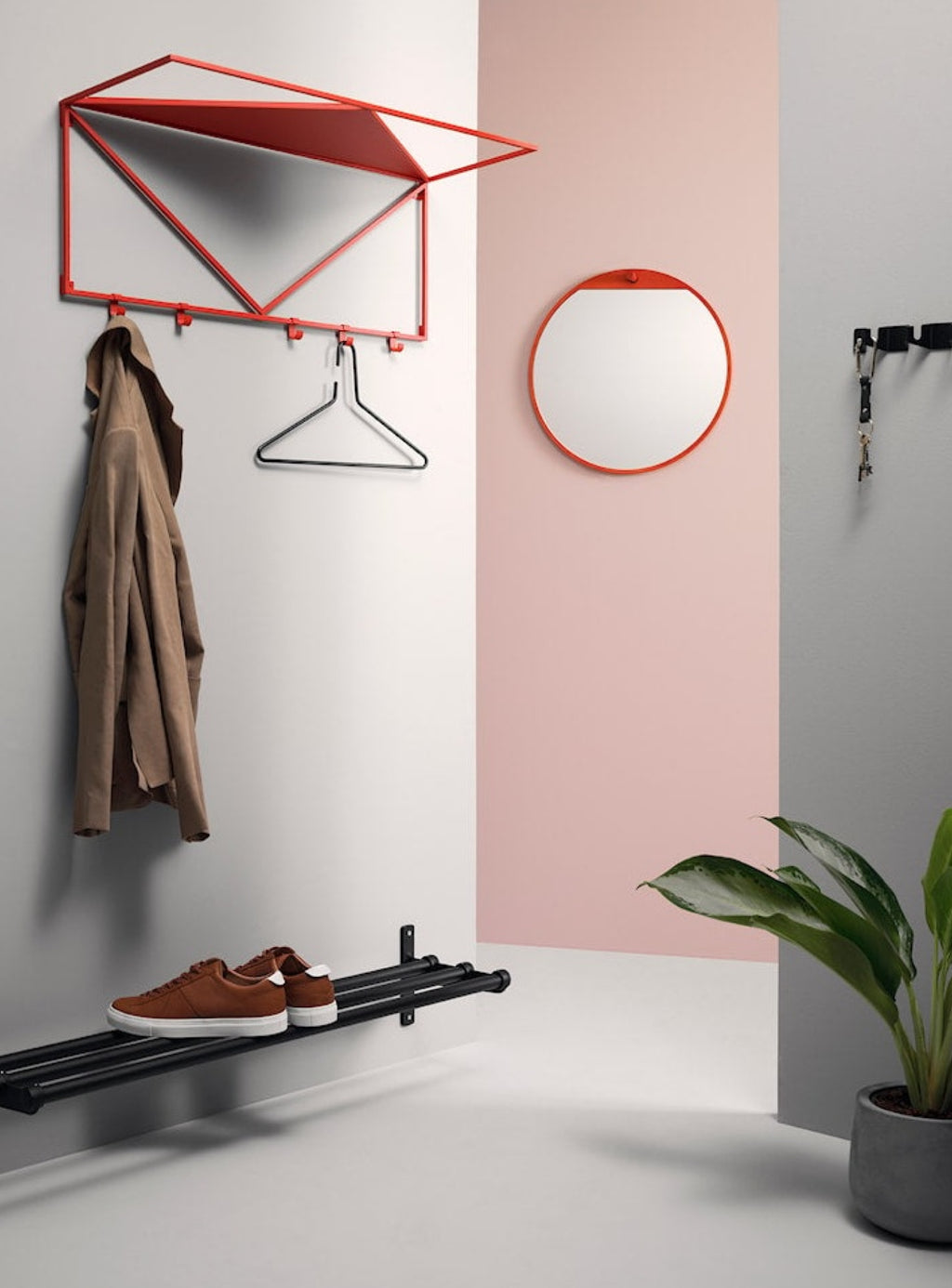 Essem Design Nostalgi Hat Shelf/Shoe Rack Copper, White