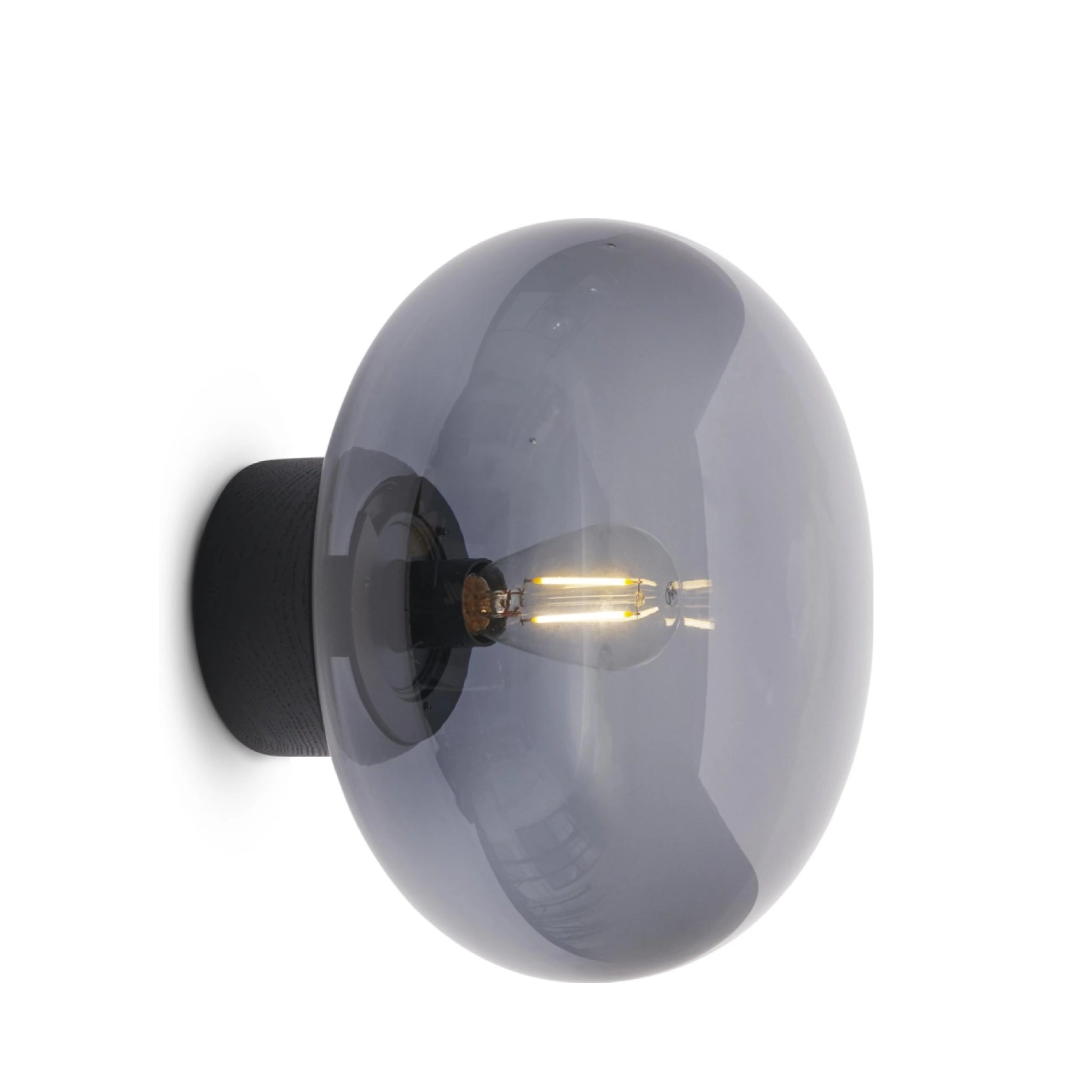 New Works Karl Johan Wall Lamp, Black Stained Oak/Smoked Glass