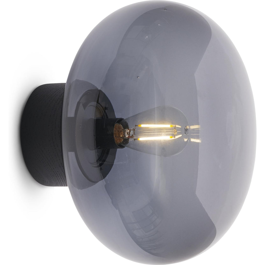 New Works Karl Johan Wall Lamp, Black Stained Oak/Smoked Glass