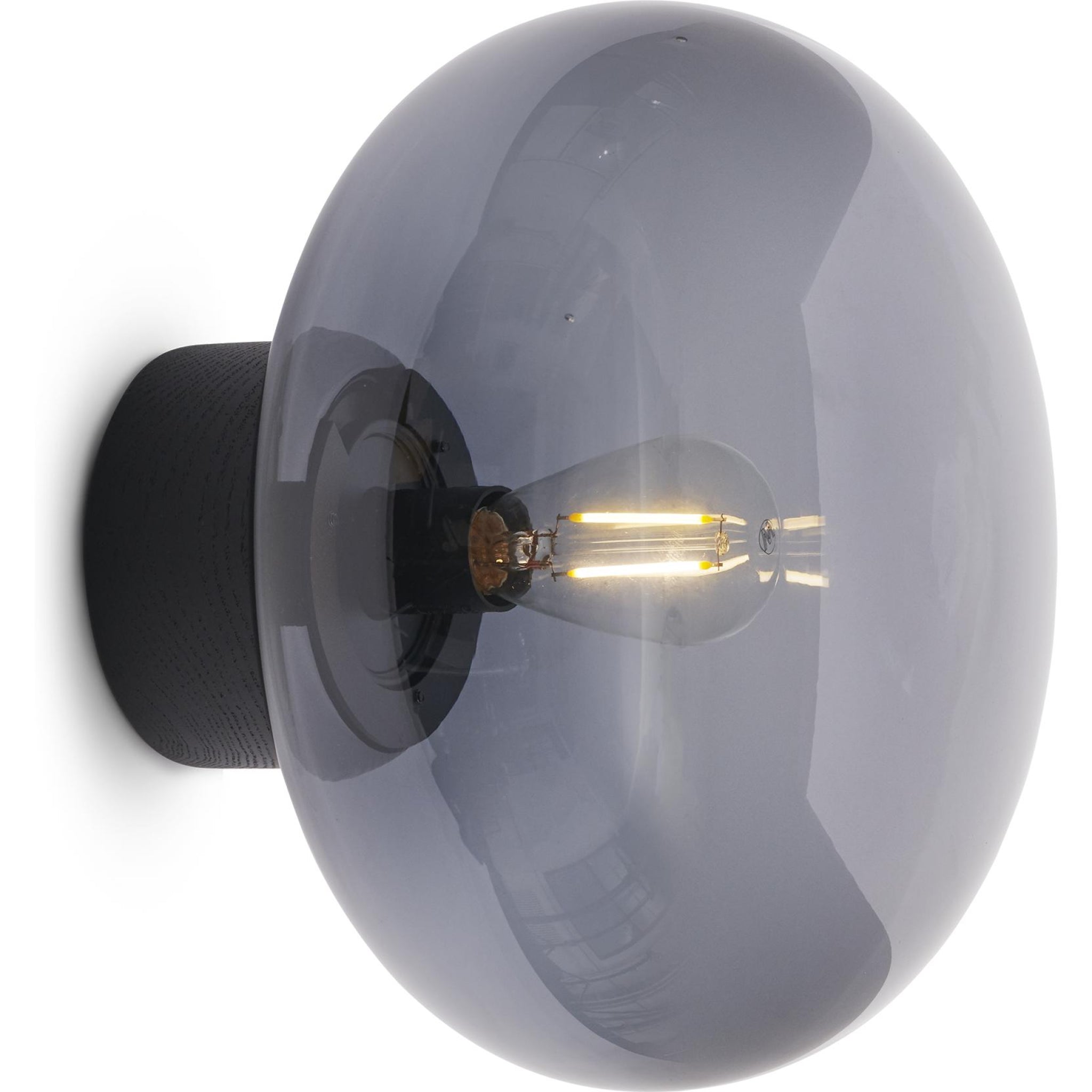 New Works Karl Johan Wall Lamp, Black Stained Oak/Smoked Glass