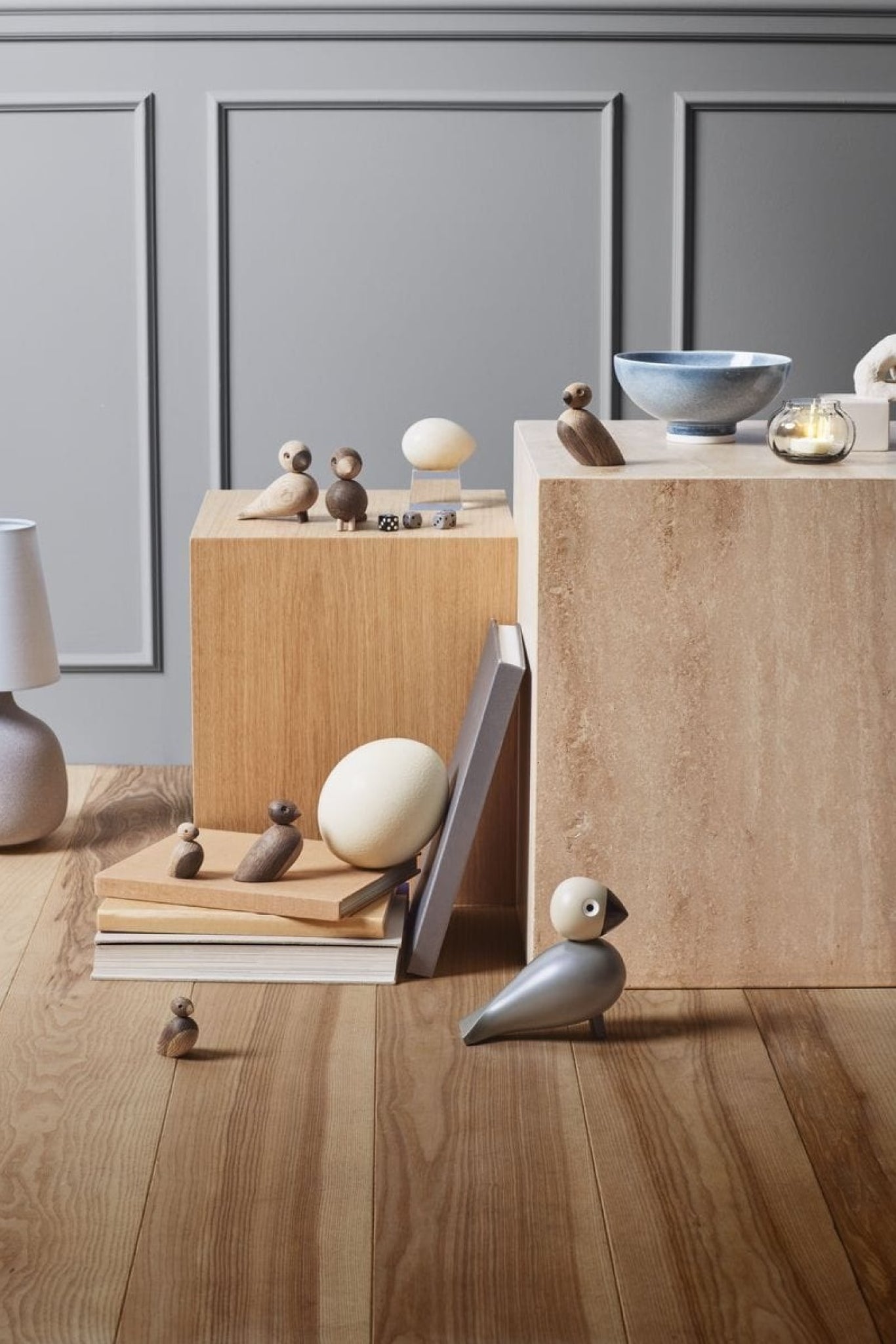 Kay Bojesen Sparrows Pair Oak/Smoked Oak