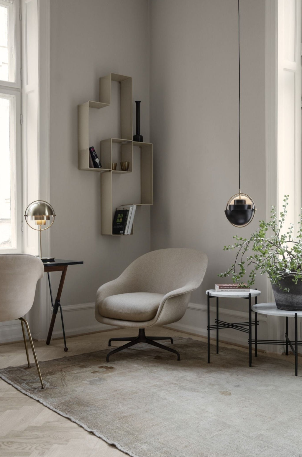 Gubi Multi Lite Suspension Lamp Brass Base/ Soft Black Semi Matt, ø36 Cm