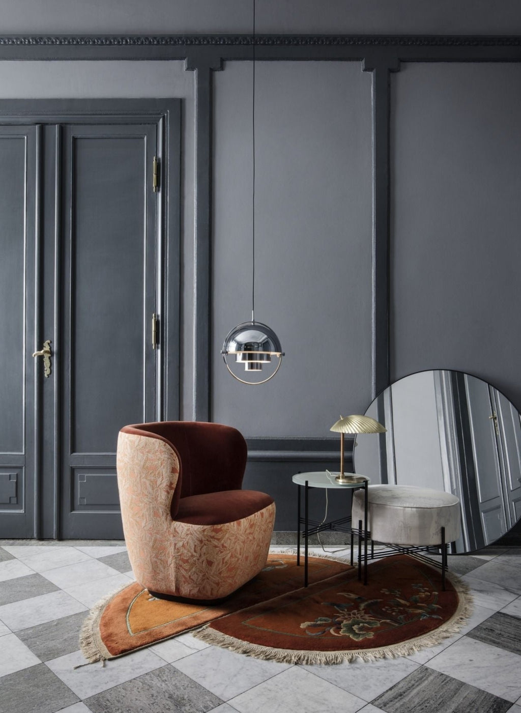 Gubi Multi Lite Suspension Lamp Brass Base/ Soft Black Semi Matt, ø36 Cm