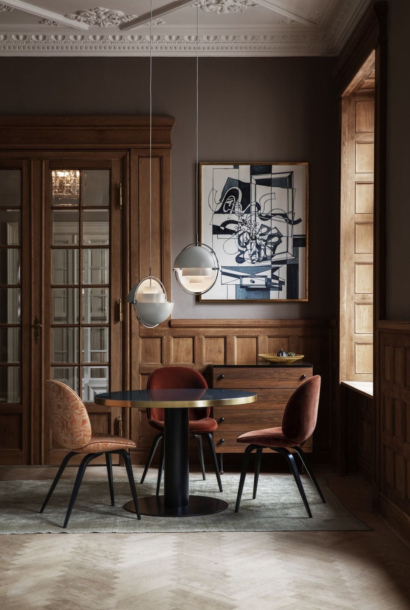 Gubi Multi Lite Suspension Lamp Brass Base/ Soft Black Semi Matt, ø36 Cm