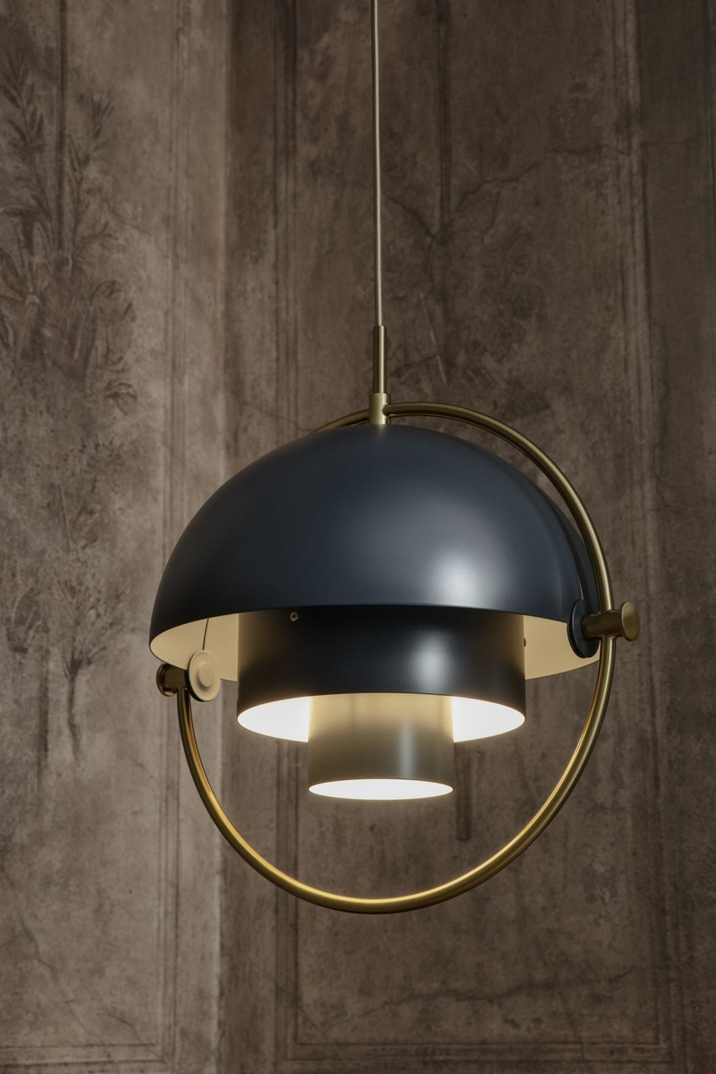 Gubi Multi Lite Suspension Lamp Brass Base/ Soft Black Semi Matt, ø36 Cm