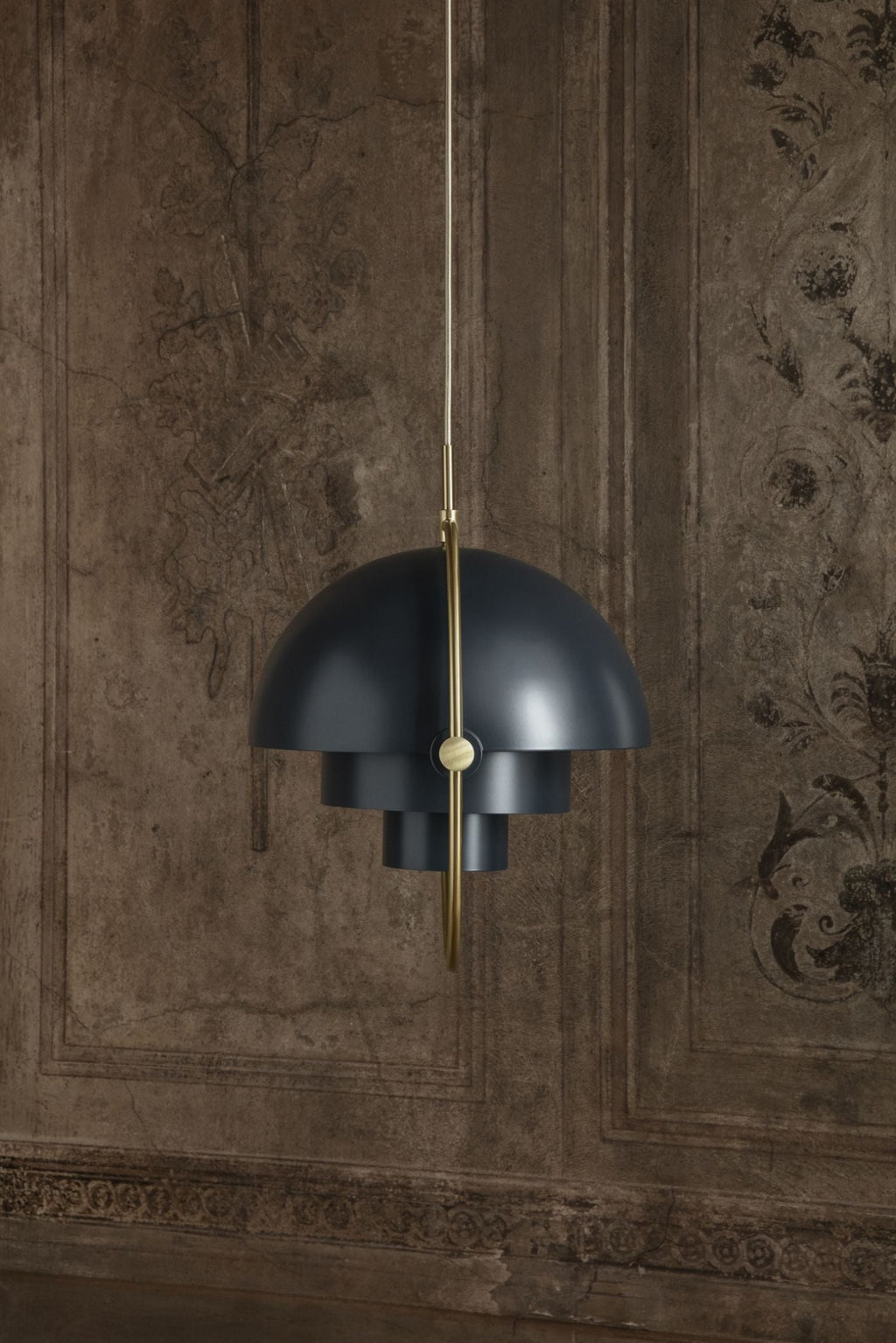 Gubi Multi Lite Suspension Lamp Brass Base/ Soft Black Semi Matt, ø36 Cm