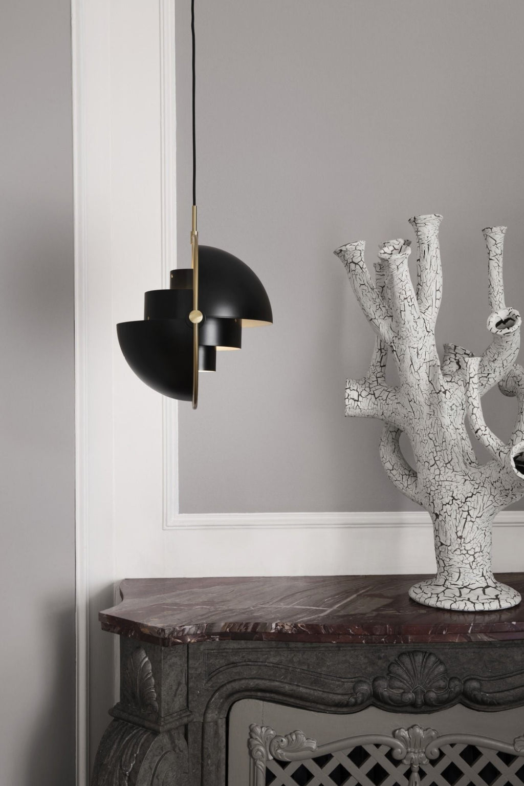 Gubi Multi Lite Suspension Lamp Brass Base/ Soft Black Semi Matt, ø36 Cm