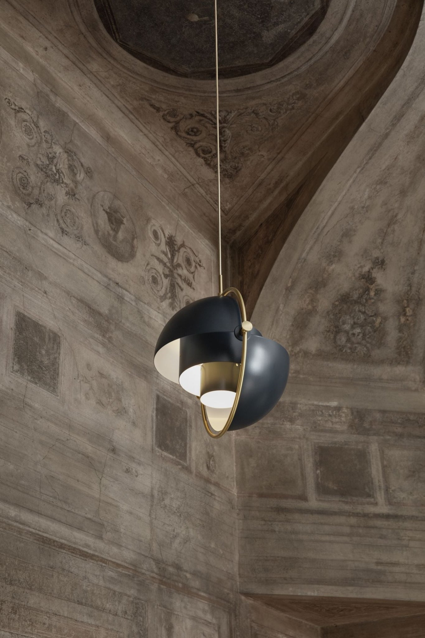 Gubi Multi Lite Suspension Lamp Brass Base/ Soft Black Semi Matt, ø36 Cm