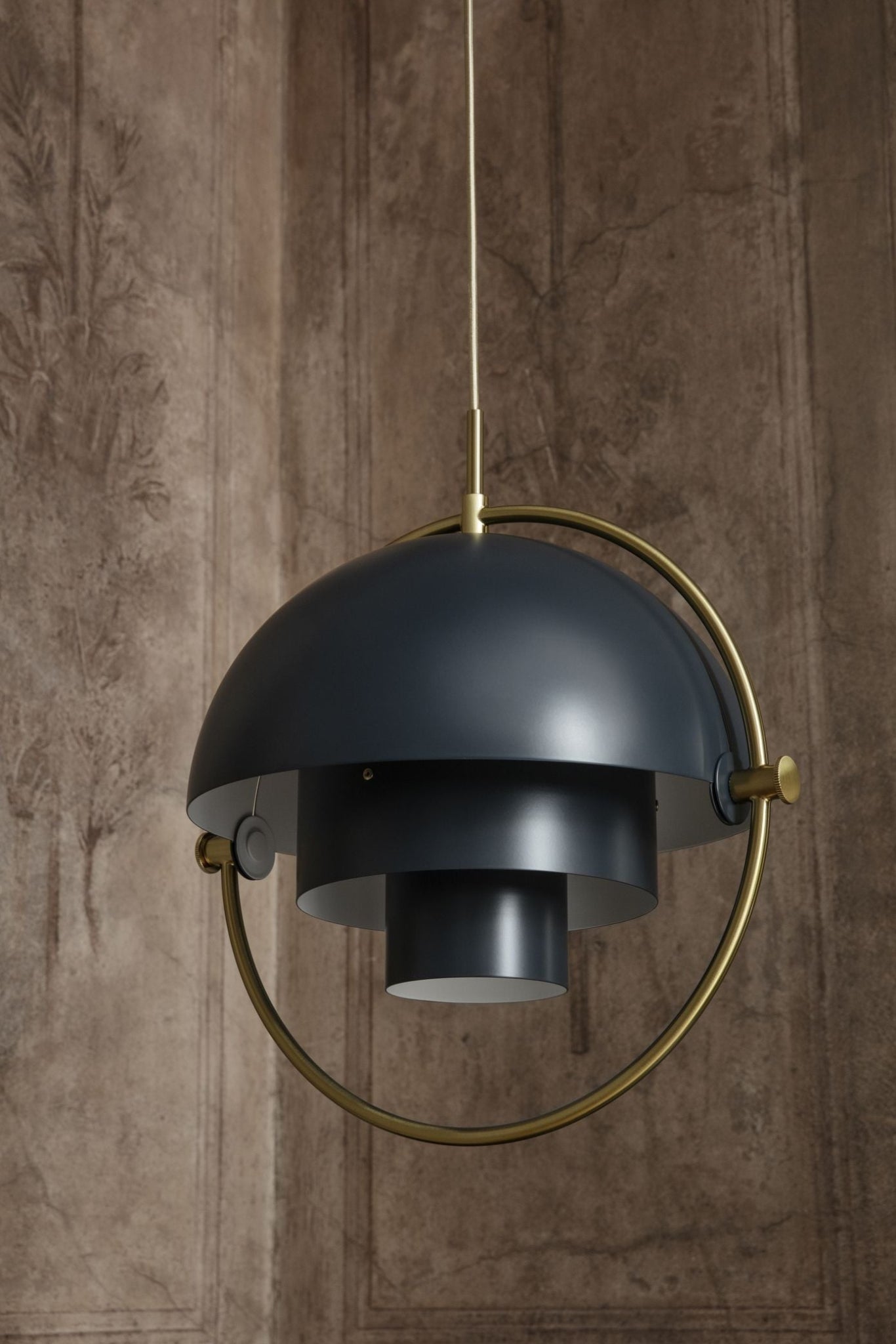 Gubi Multi Lite Suspension Lamp Brass Base/ Soft Black Semi Matt, ø36 Cm