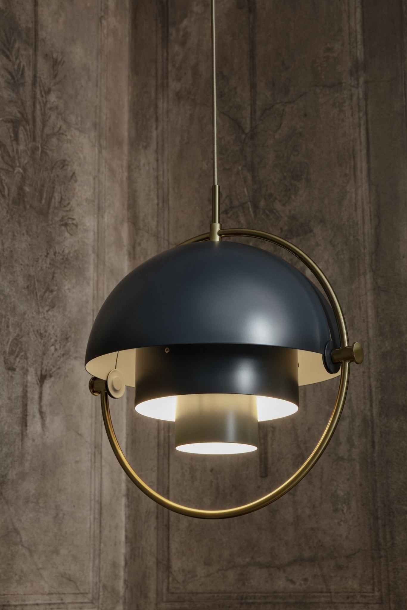 Gubi Multi Lite Suspension Lamp Brass Base/ Soft Black Semi Matt, ø36 Cm