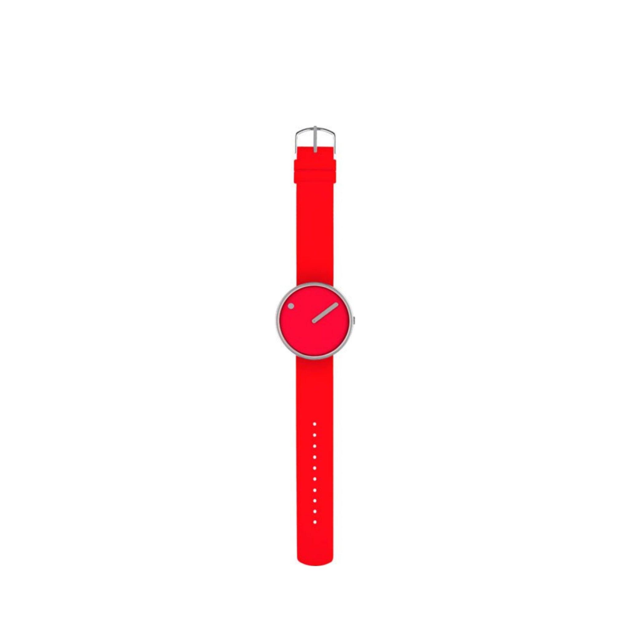 Picto Watch ø40, Red/Stainless Steel Silicone