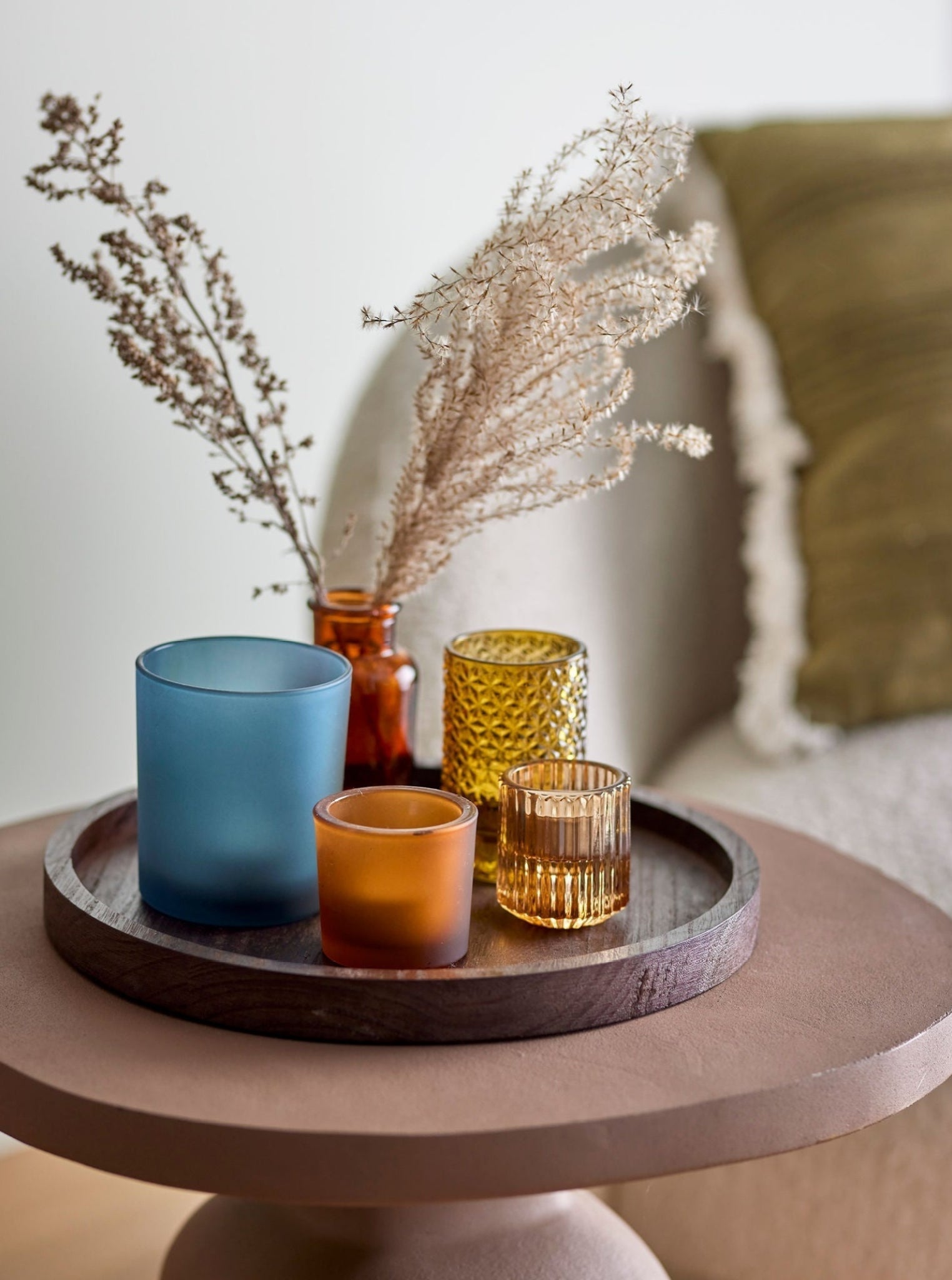 Bloomingville Sanga Tray w/Votive, Brown, Glass