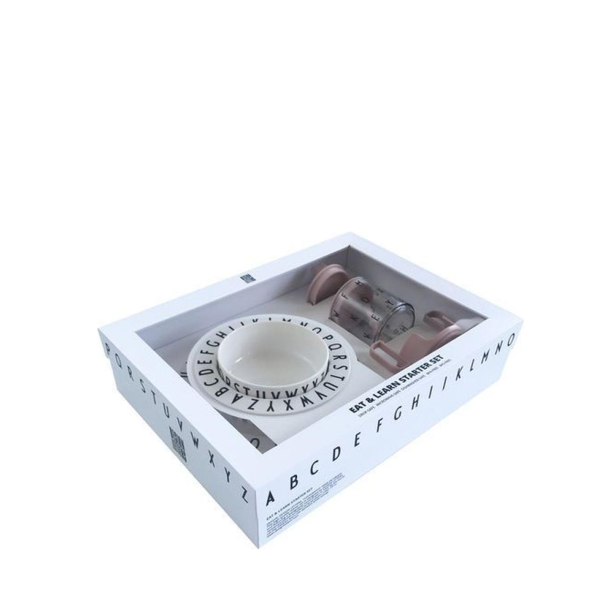 Design Letters Eat & Learn Plate in Gift Box, Nude/White