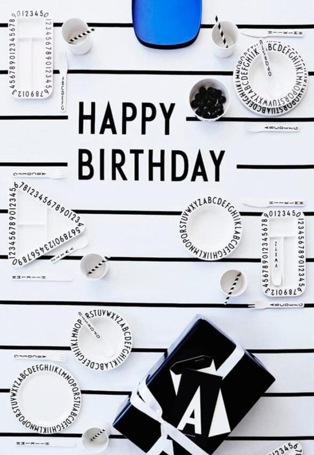 Design Letters Eat & Learn Plate in Gift Box, Nude/White