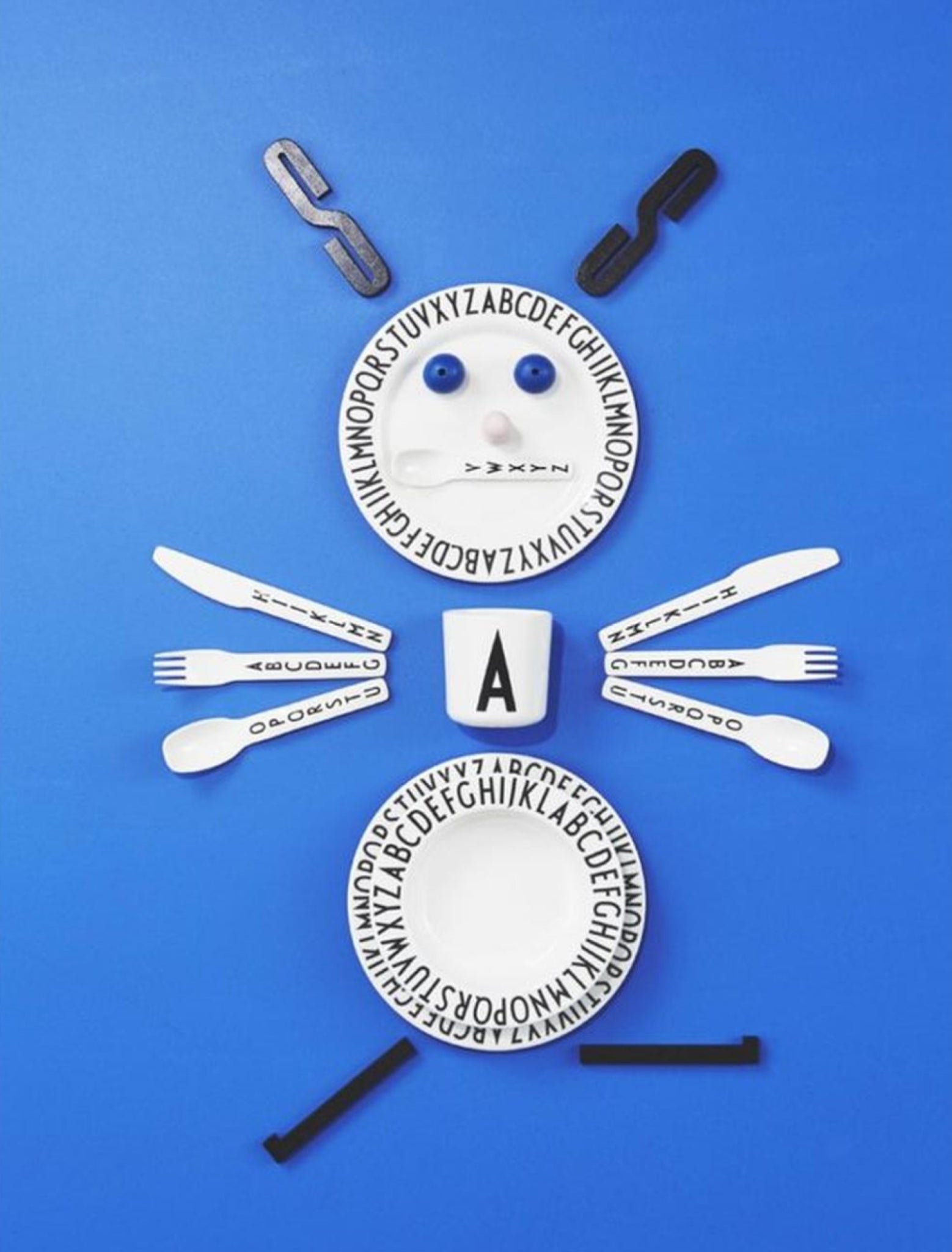 Design Letters Eat & Learn Plate in Gift Box, Nude/White