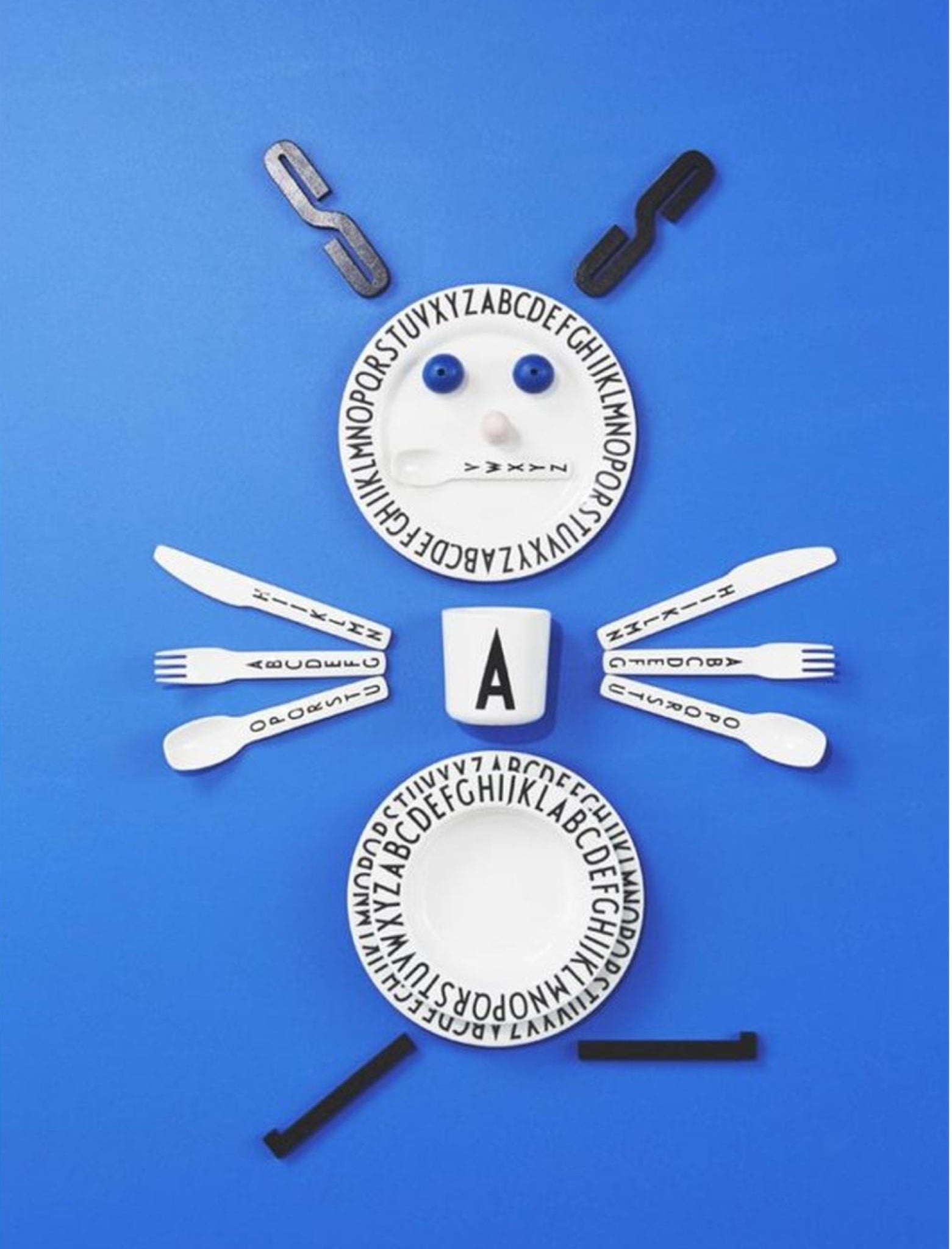 Design Letters Eat & Learn Plate in Gift Box, Nude/White