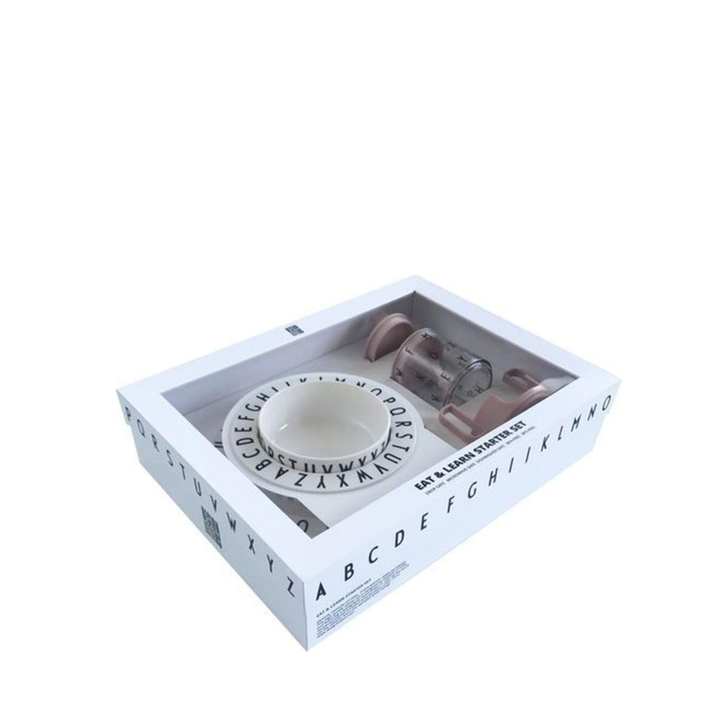 Design Letters Eat & Learn Plate in Gift Box, Nude/White