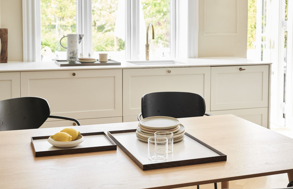 Gejst Frame Large Tray 45x48x28 Cm — Smoked Oak & Beige, Oak/textile