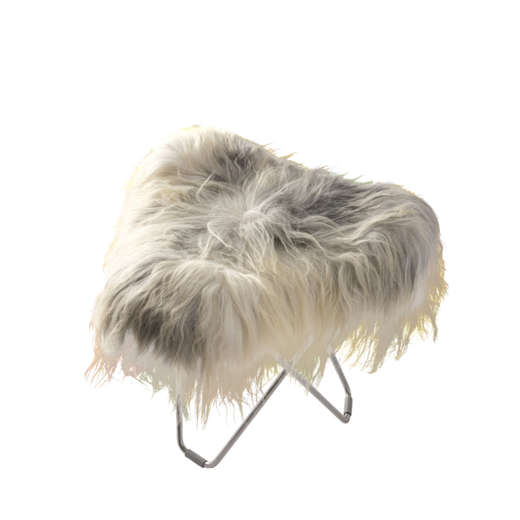 Cuero Iceland Flying Goose Stool, Wild Grey/Black
