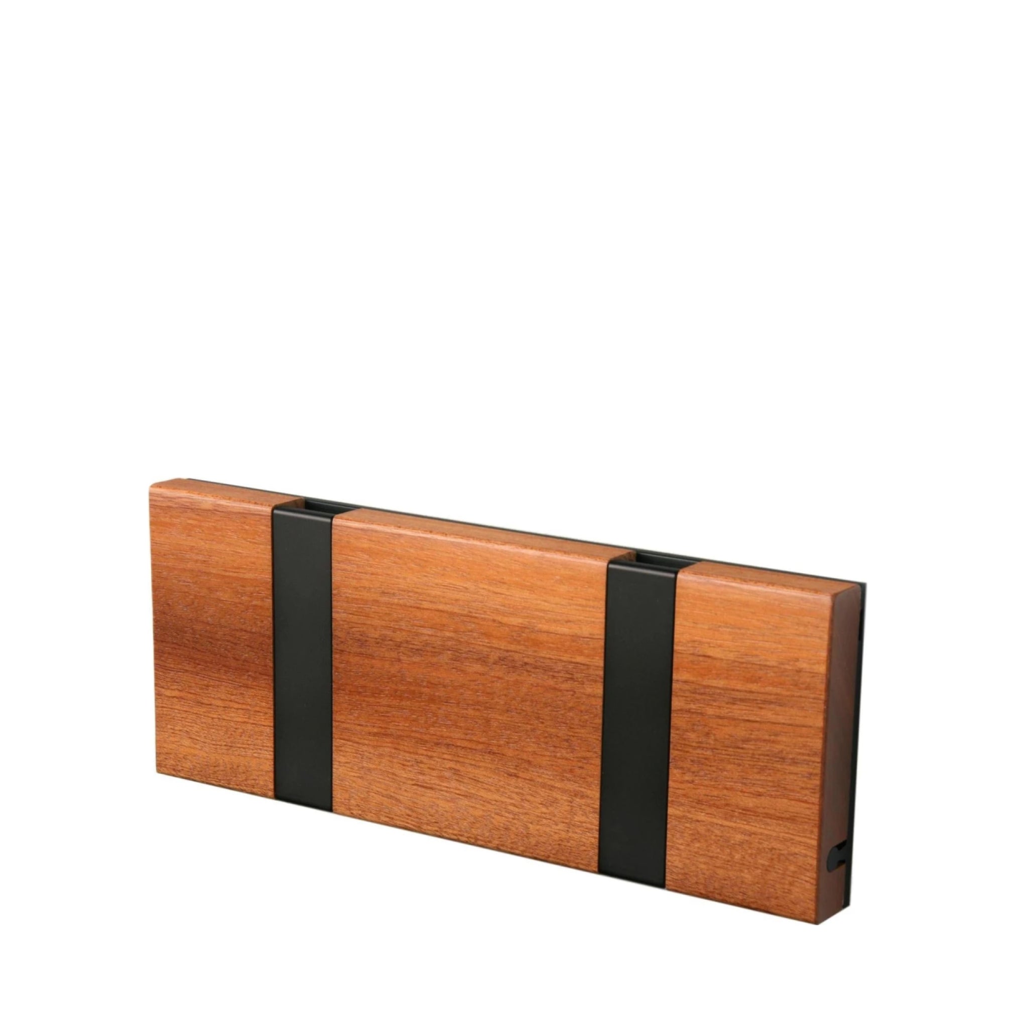 LOCA Knax horizontal Coat Rack 2 hooks, mahogany/black