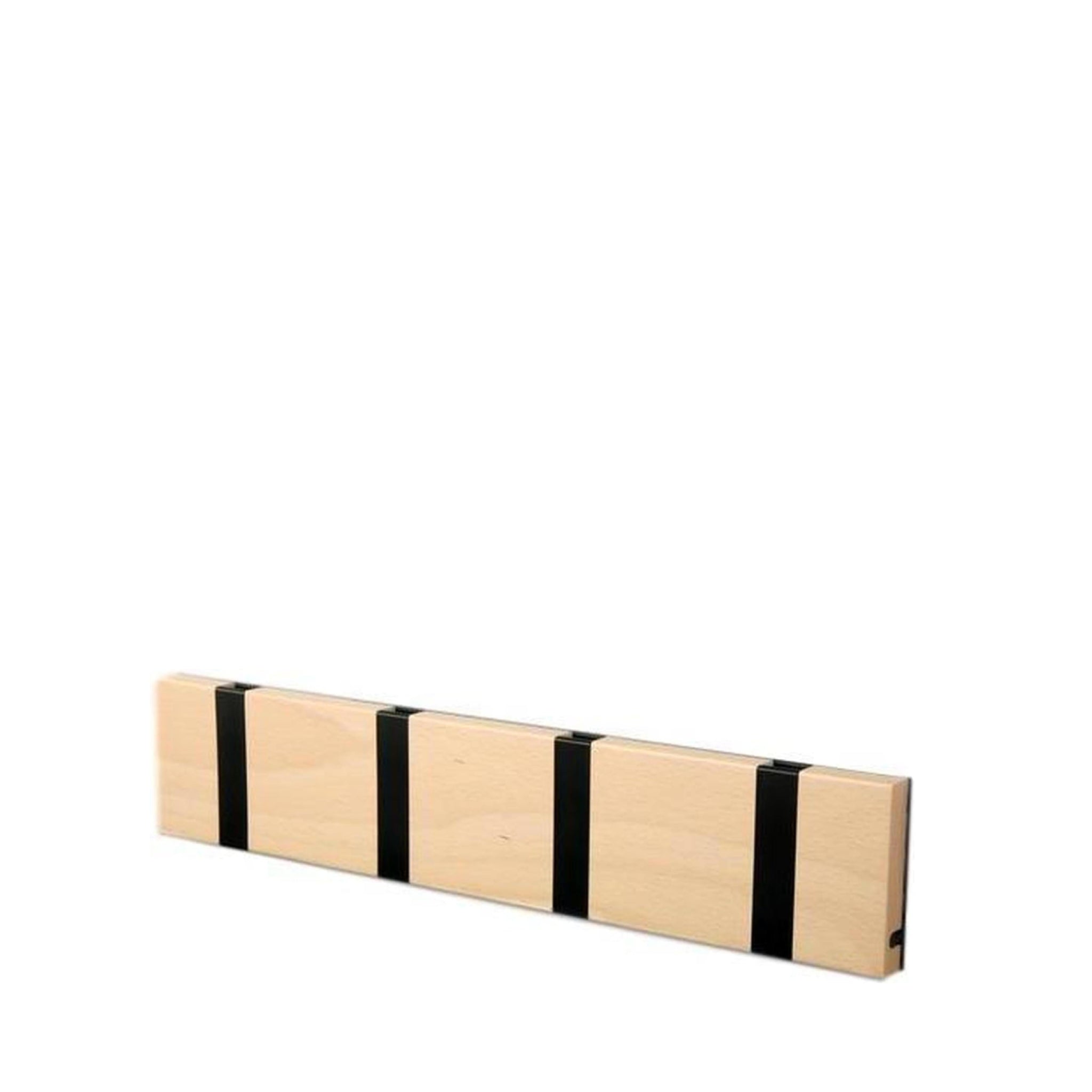 LOCA Knax horizontal Coat Rack 4 hooks, beech oiled/black